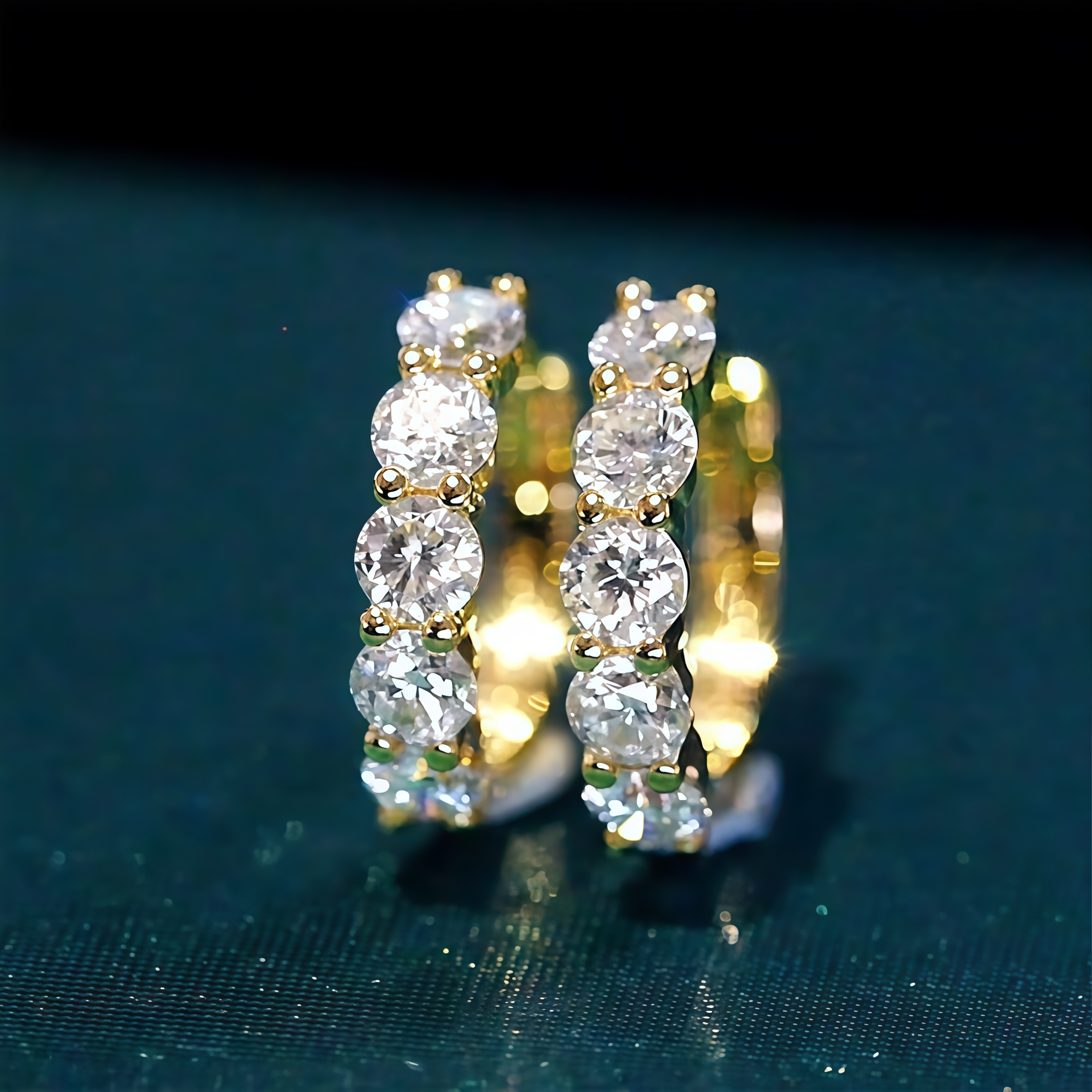 5 Stone Round Lab Grown Diamond Hoop Earrings 18K Gold (1.30 Ct. Tw.)