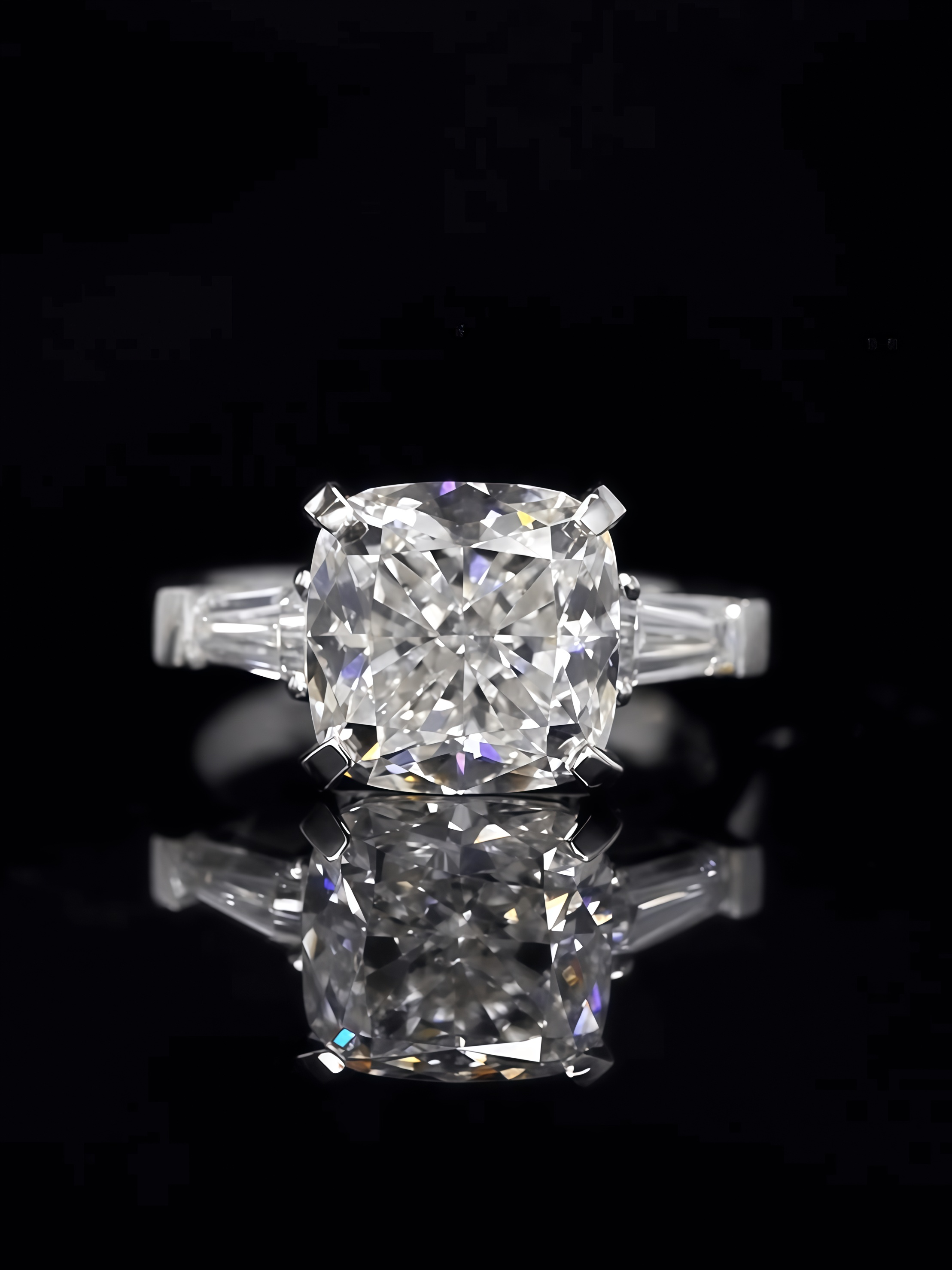 5 Carat Cushion Cut Lab-Grown Diamond Three Stone Ring