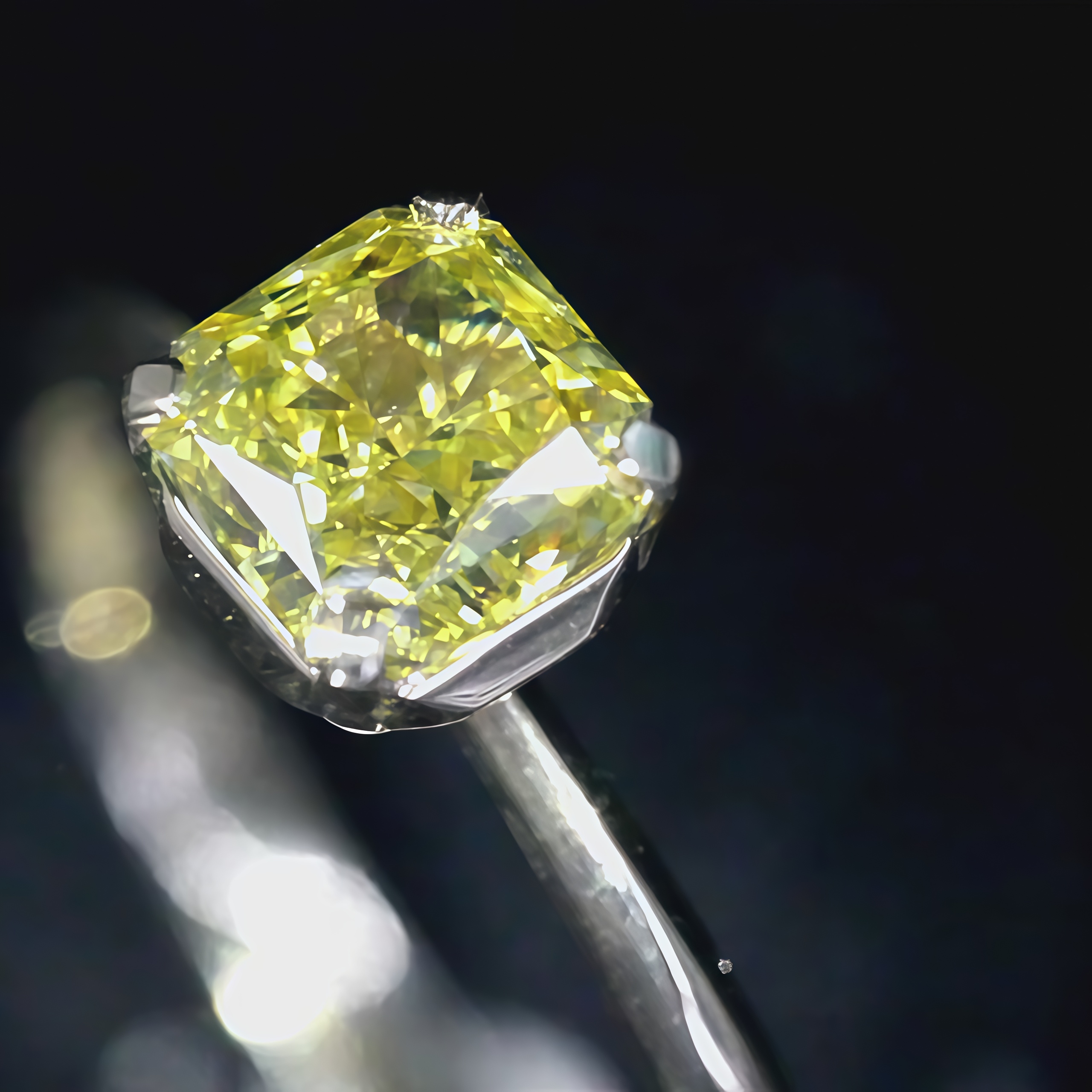 1.22 Carat Radiant Fancy Vivid Yellow Lab Grown Diamond Ring