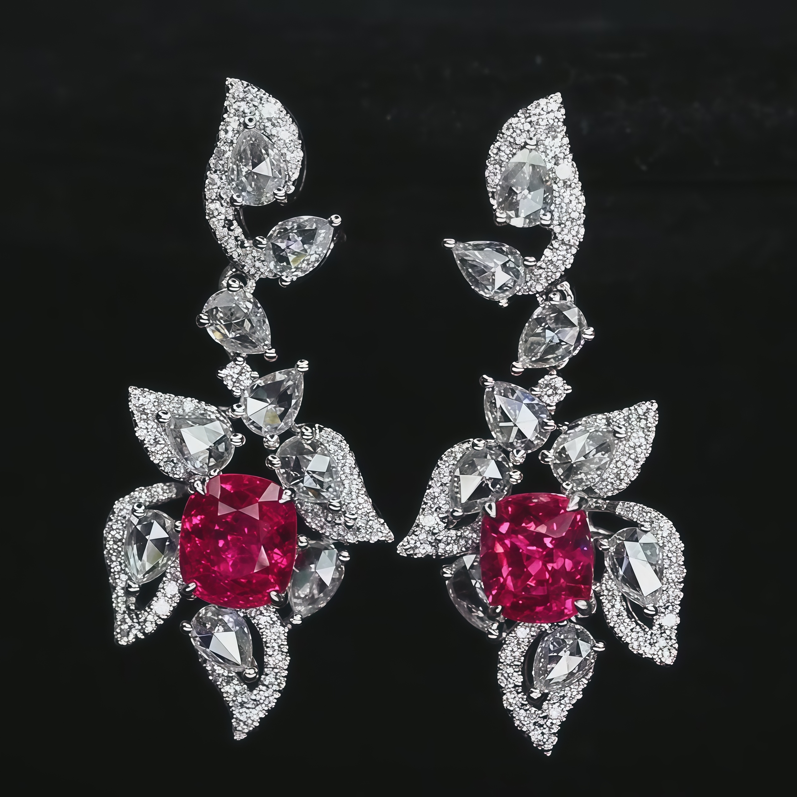 Lab-Grown Ruby And Diamond Earrings 14k Gold