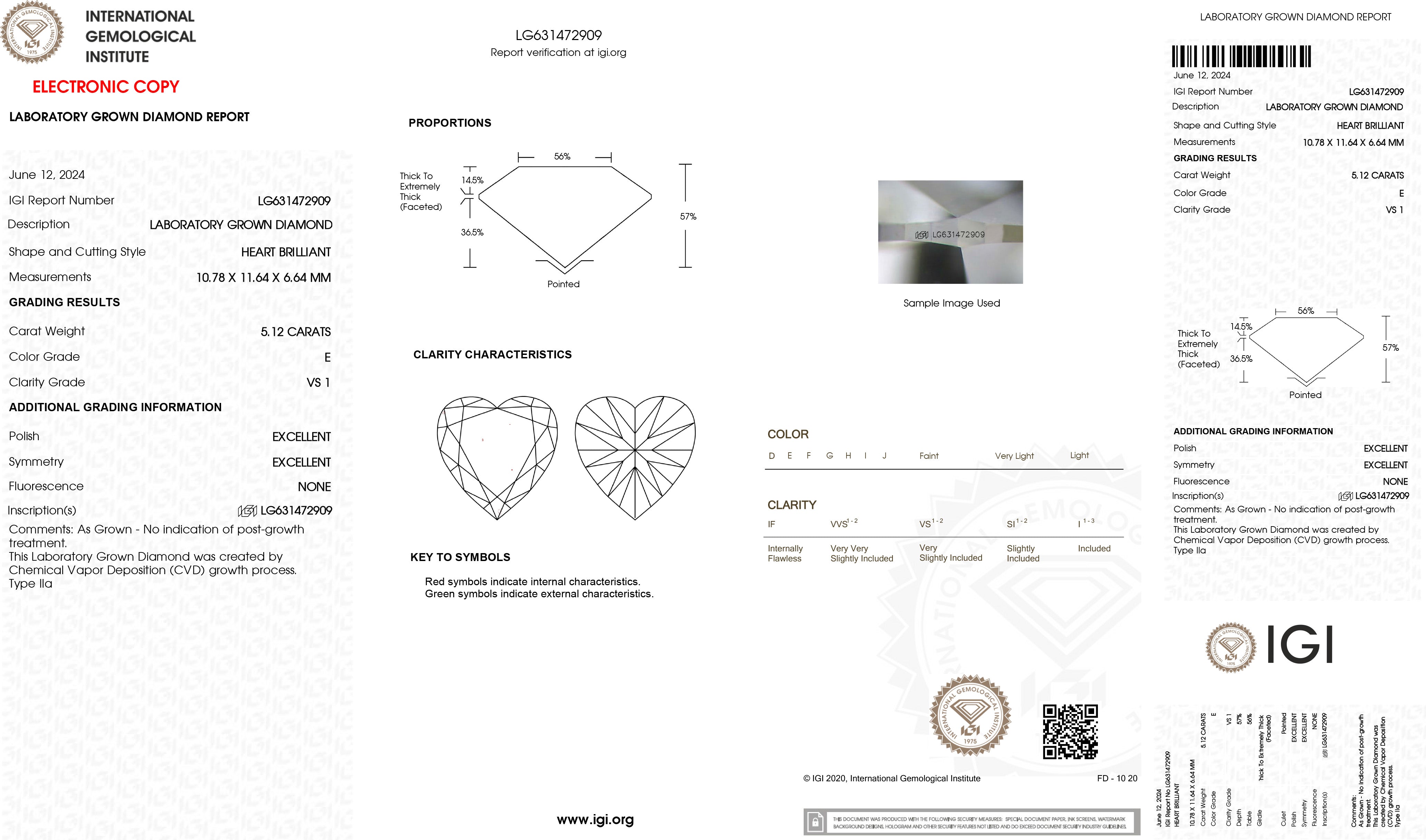 Lab-Grown 5.12 Carat E-VS1 Heart Diamond