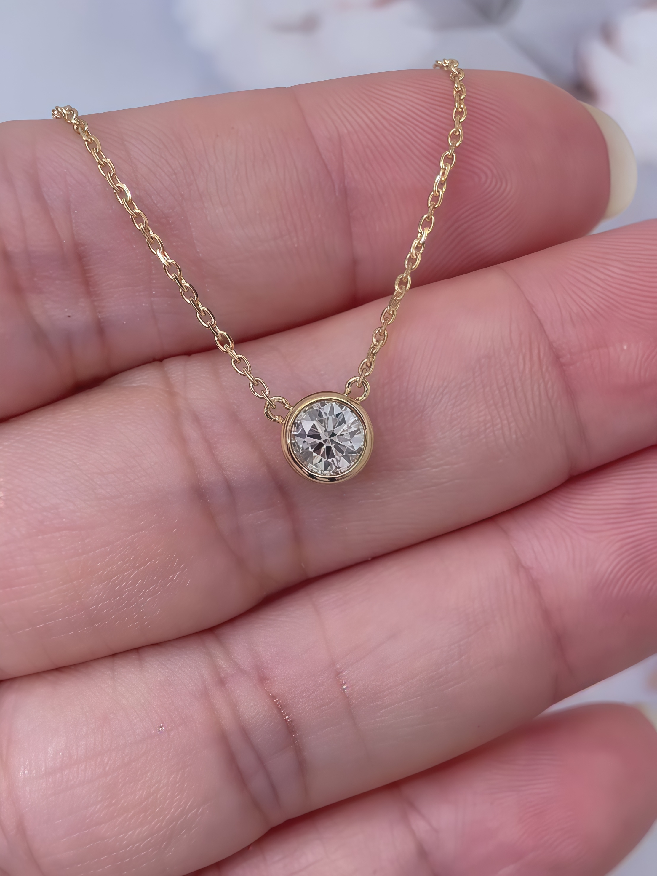 0.3CT Solitaire Lab Diamond Bridesmaid Necklace 18K Gold