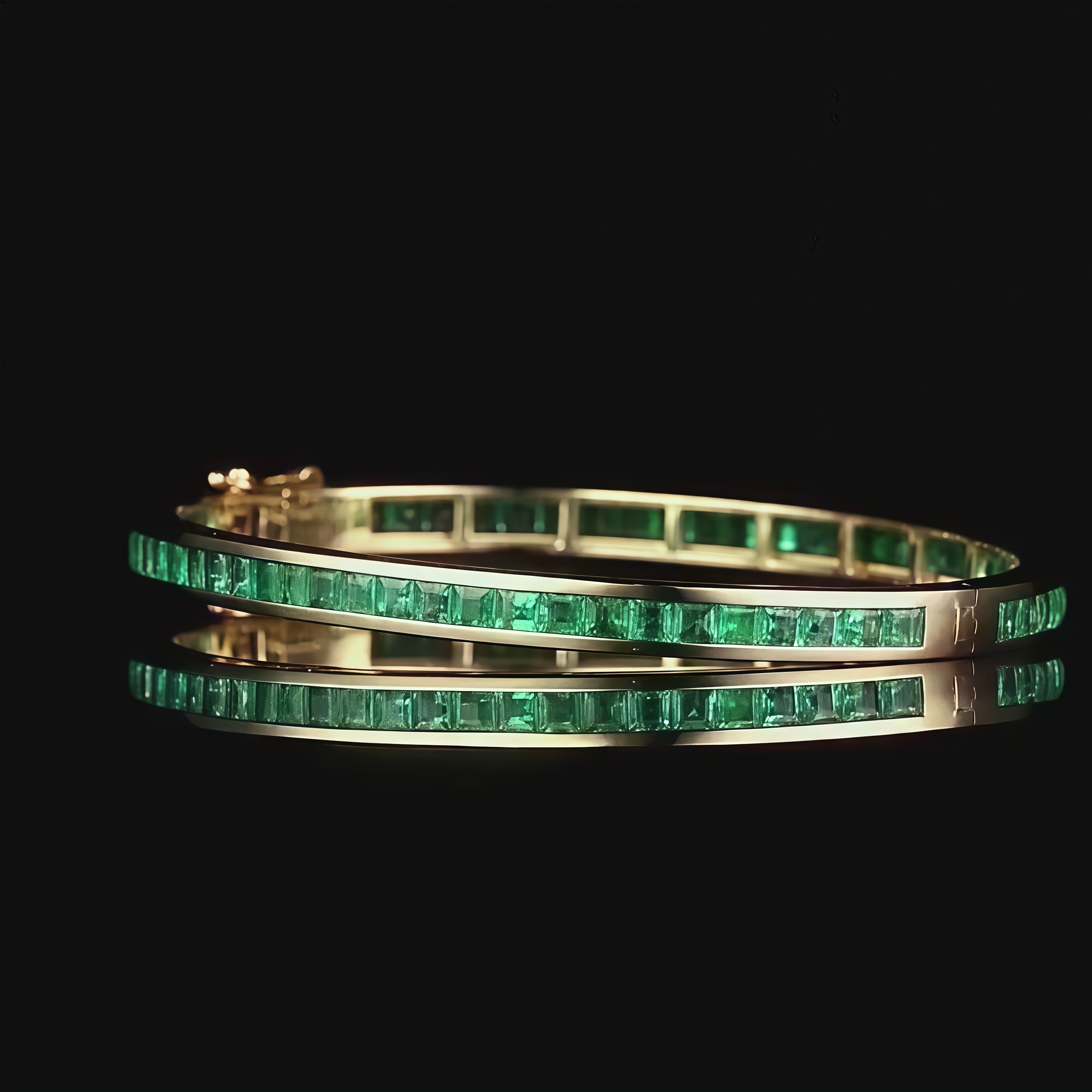 NOZBO Natural Emerald Bangle 18K Gold