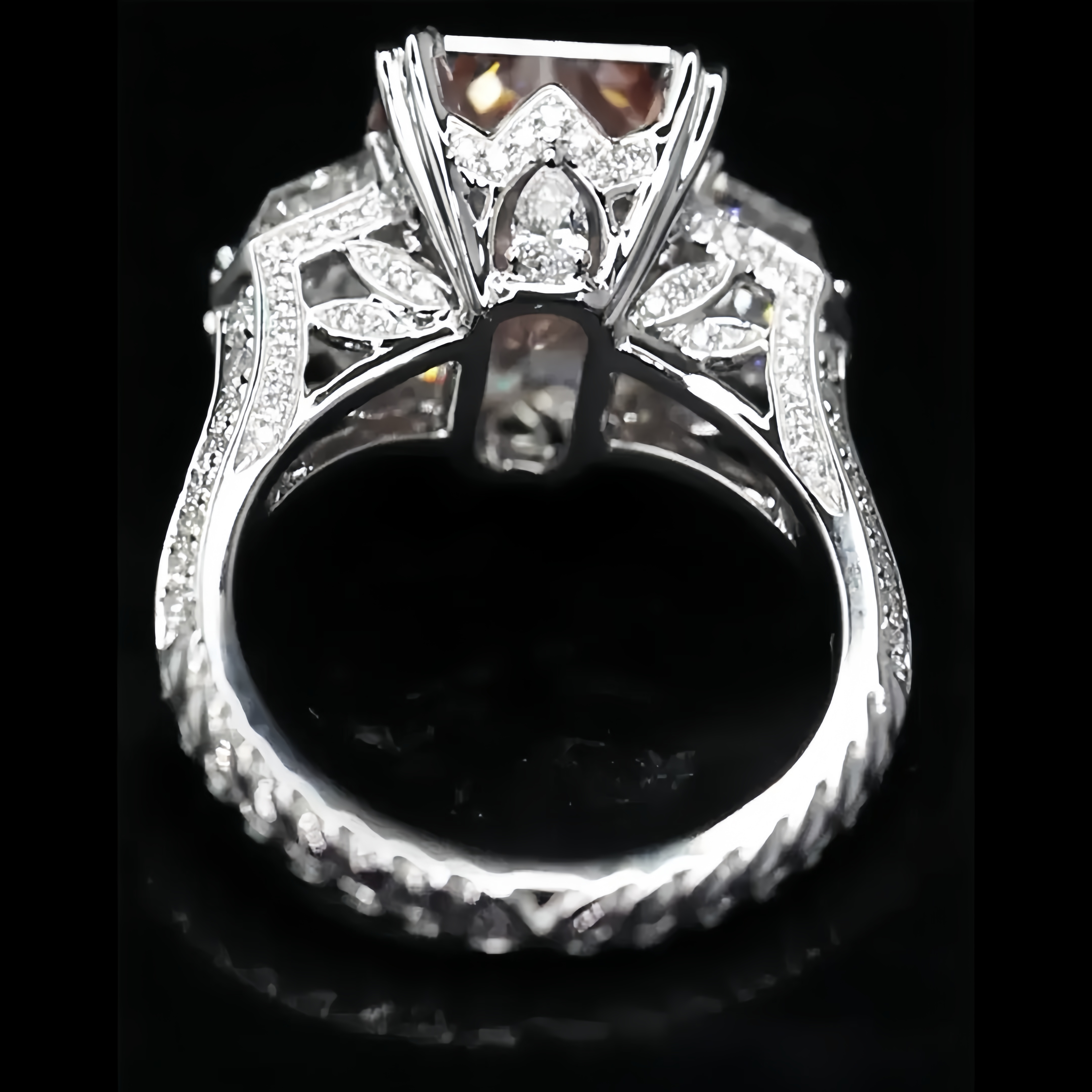 7 Carat Fancy Vivid Pink Radiant Lab Grown Diamond Ring 18K Gold