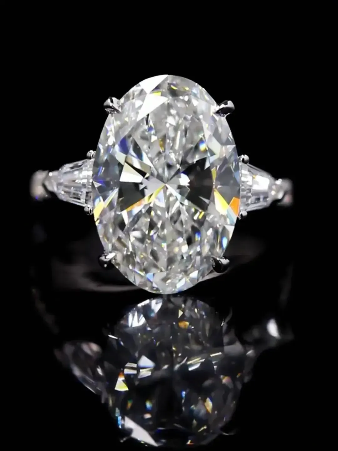 8 carat Pear Cut Lab Diamond Three Stone Ring
