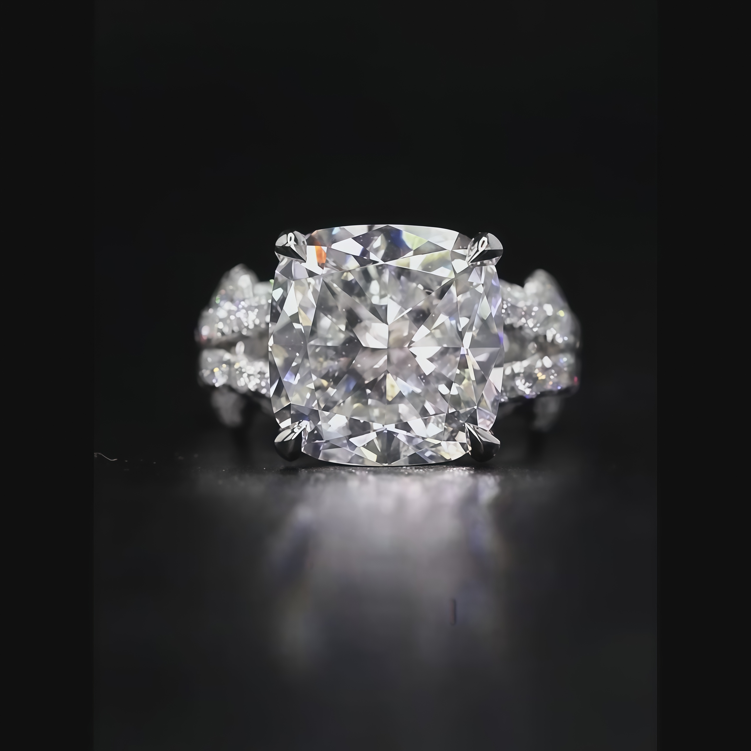 Luxurious 10 Carat Cushion Cut Lab Diamond Knot Ring