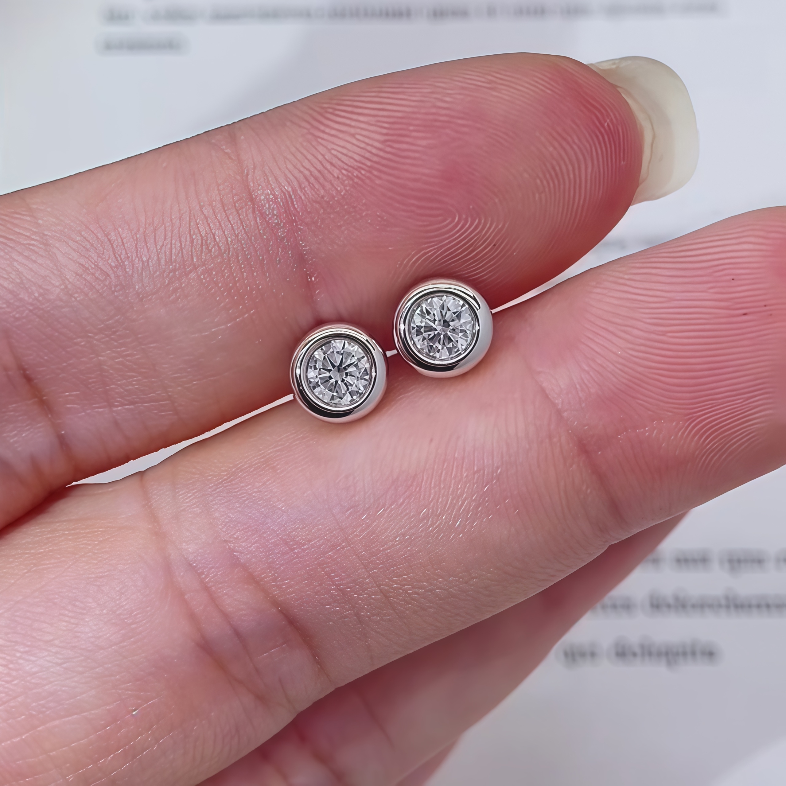 Bezel Round Cut Lab Diamond Earring Studs 925 Silver (0.4 Ct. Tw.)