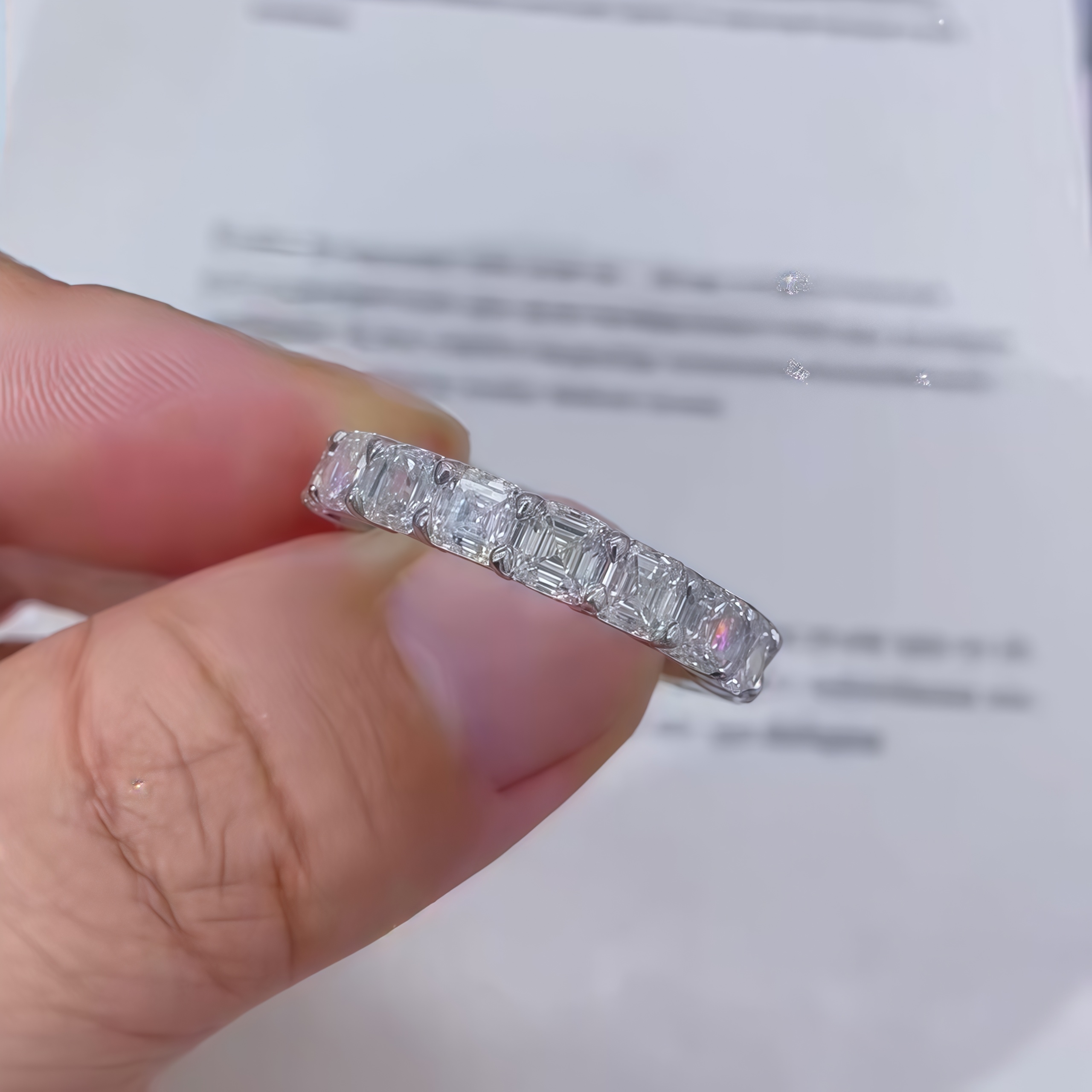 Half Asscher Cut Half Radiant Cut Lab Diamond Eternity Ring