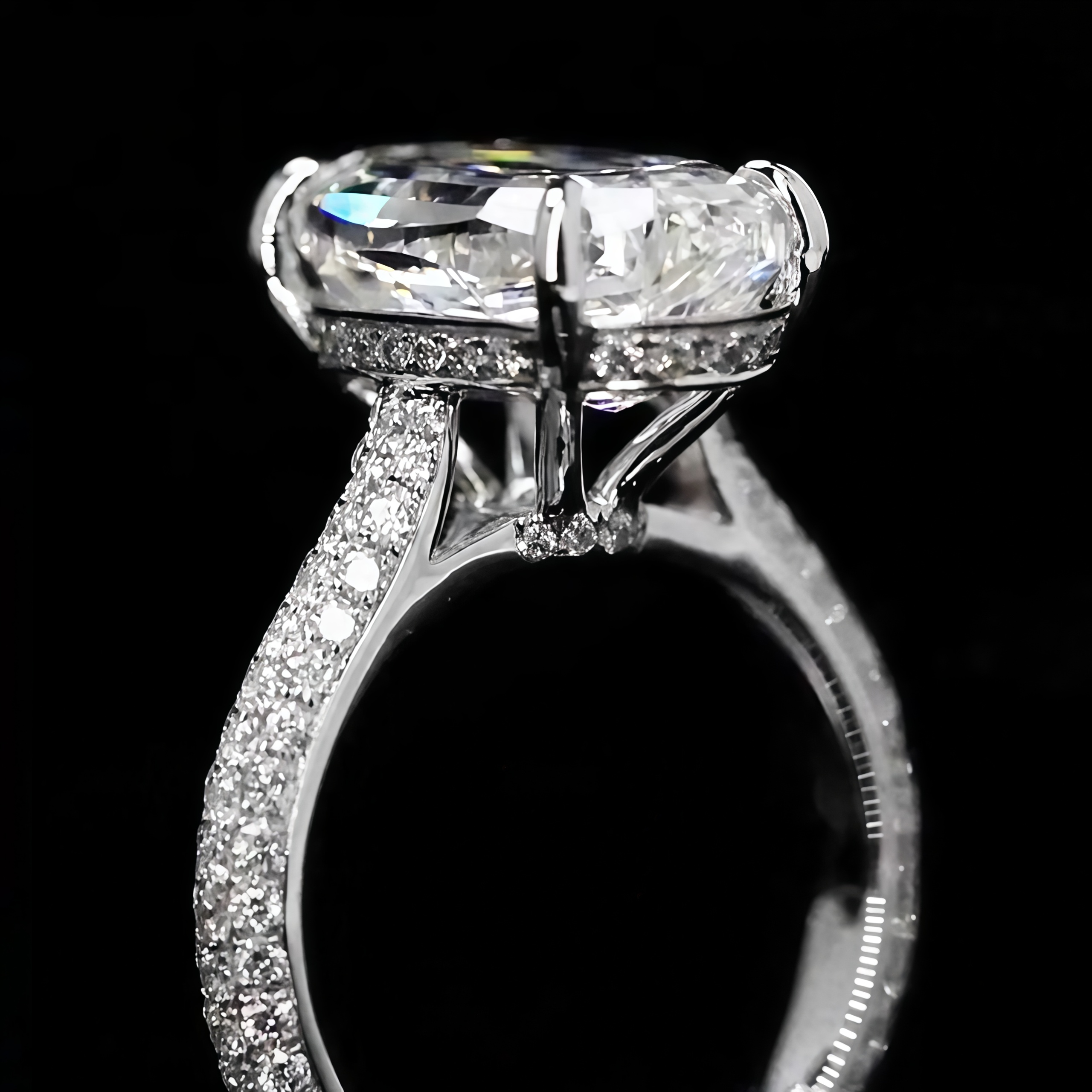 6.66 Carat Antique Oval Cut Lab Grown Diamond Engagement Ring