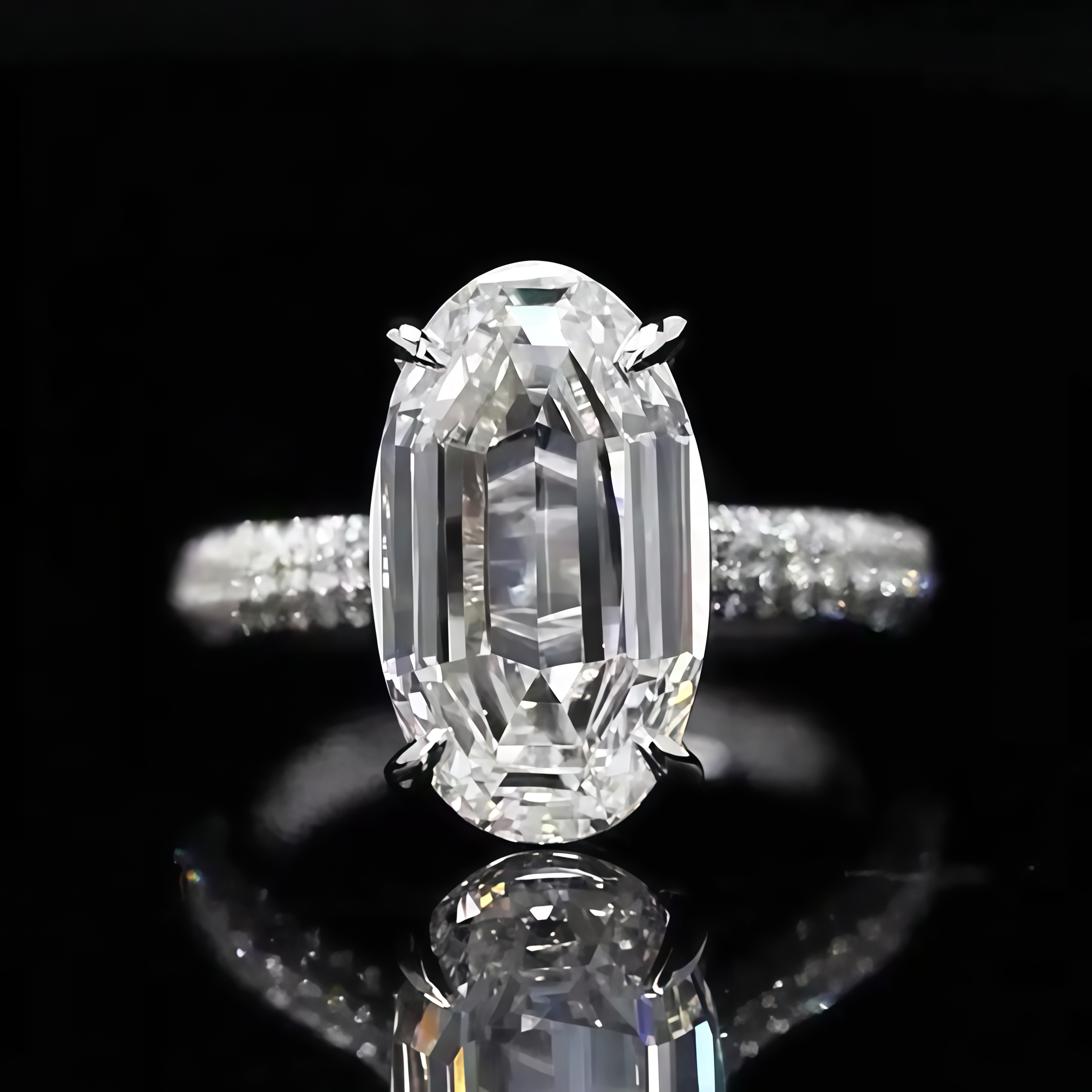 6.66 Carat Antique Oval Cut Lab Grown Diamond Engagement Ring