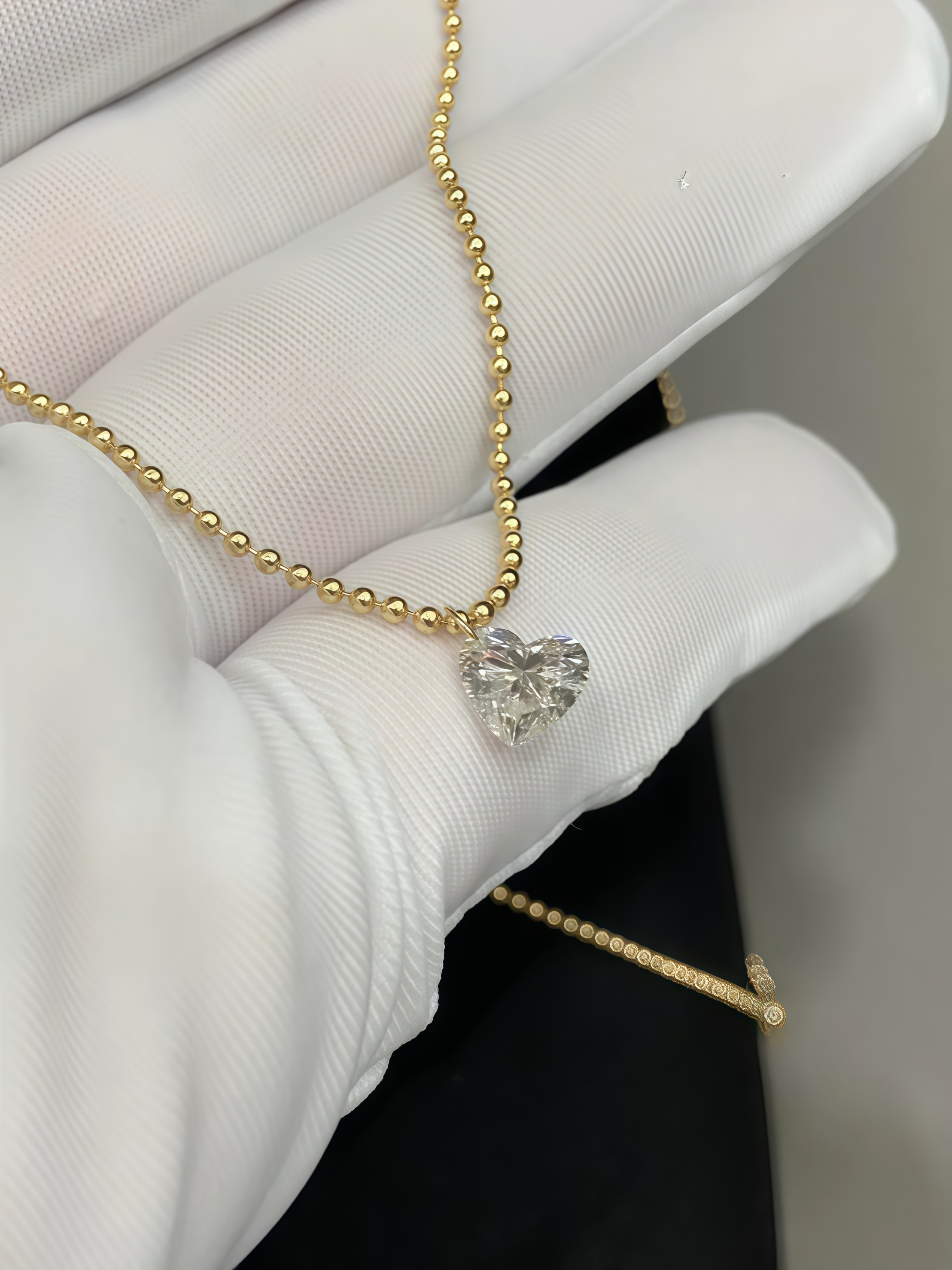 Drilled 1 Carat Heart Cut Lab Grown Diamond Pendant Solitaire Ball Necklace