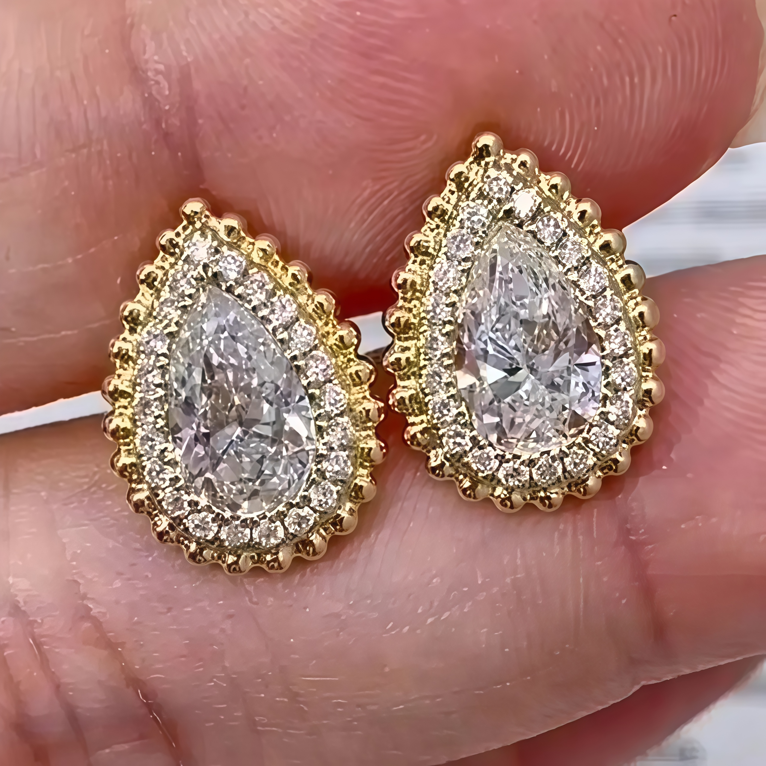 Unique Pear Cut Lab Diamond Teardrop Stud Earrings (2.00 Ct. Tw.)