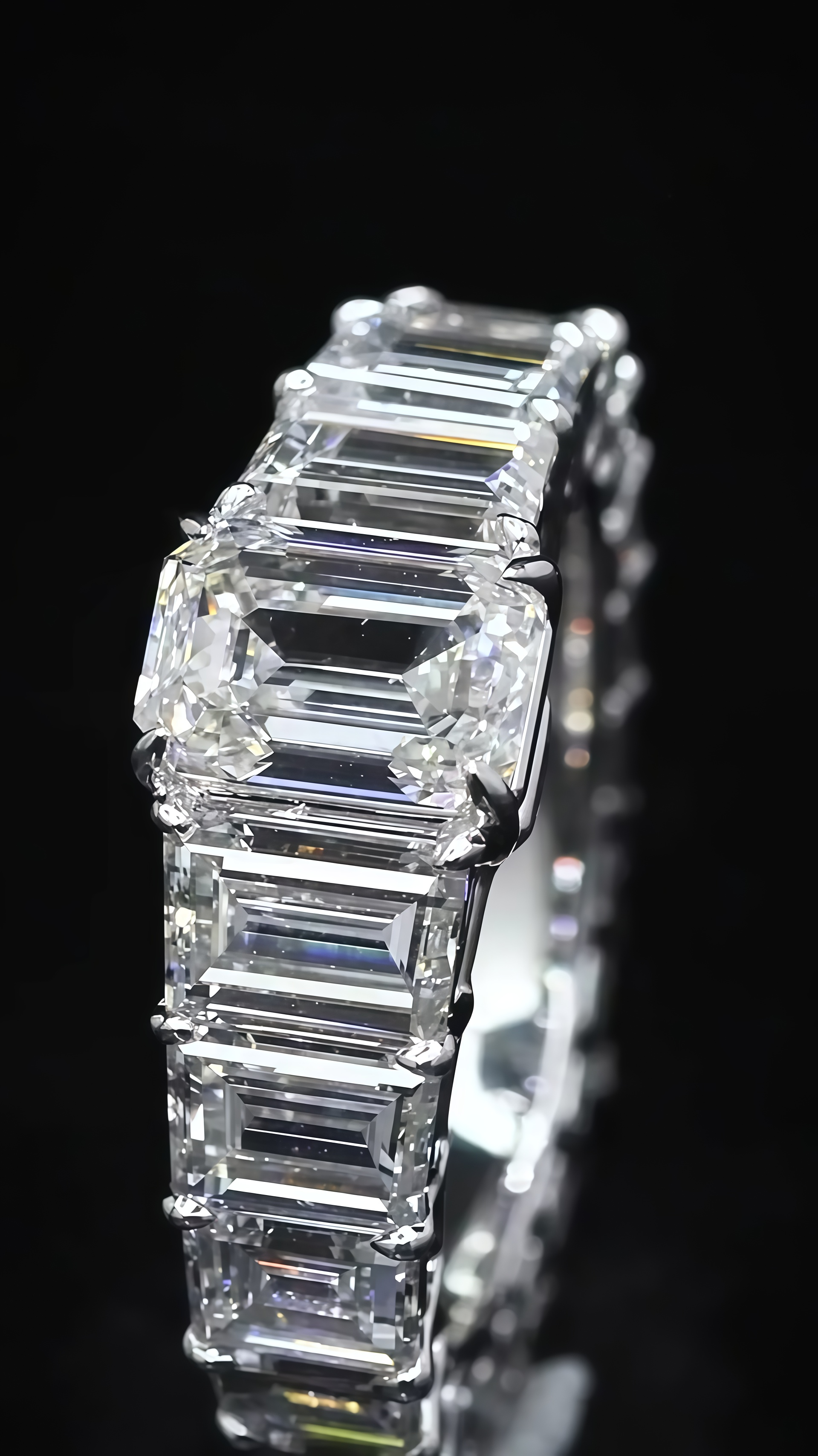 Emerald Cut Lab Diamond Eternity Ring with Gradient Diamonds