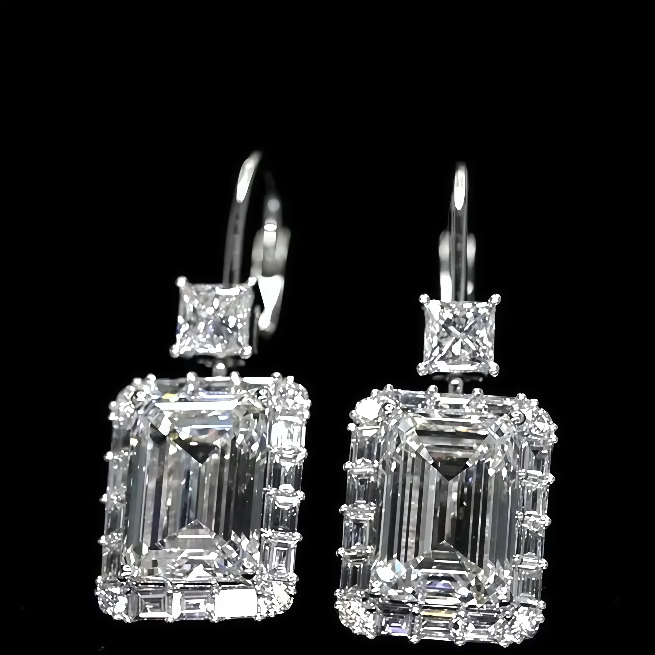 Emerald-Cut Lab Grown Diamond Drops Earrings