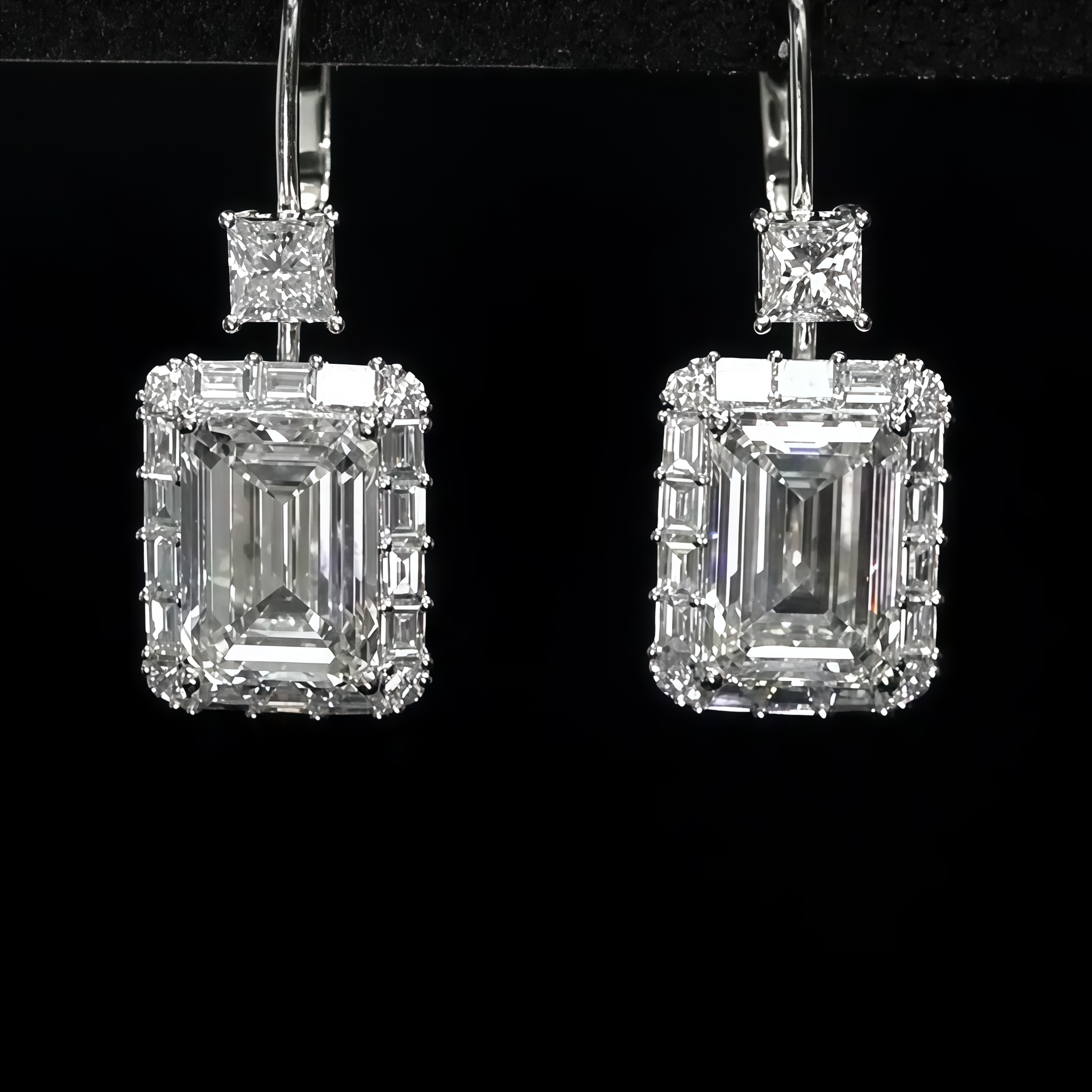 Emerald-Cut Lab Grown Diamond Drops Earrings