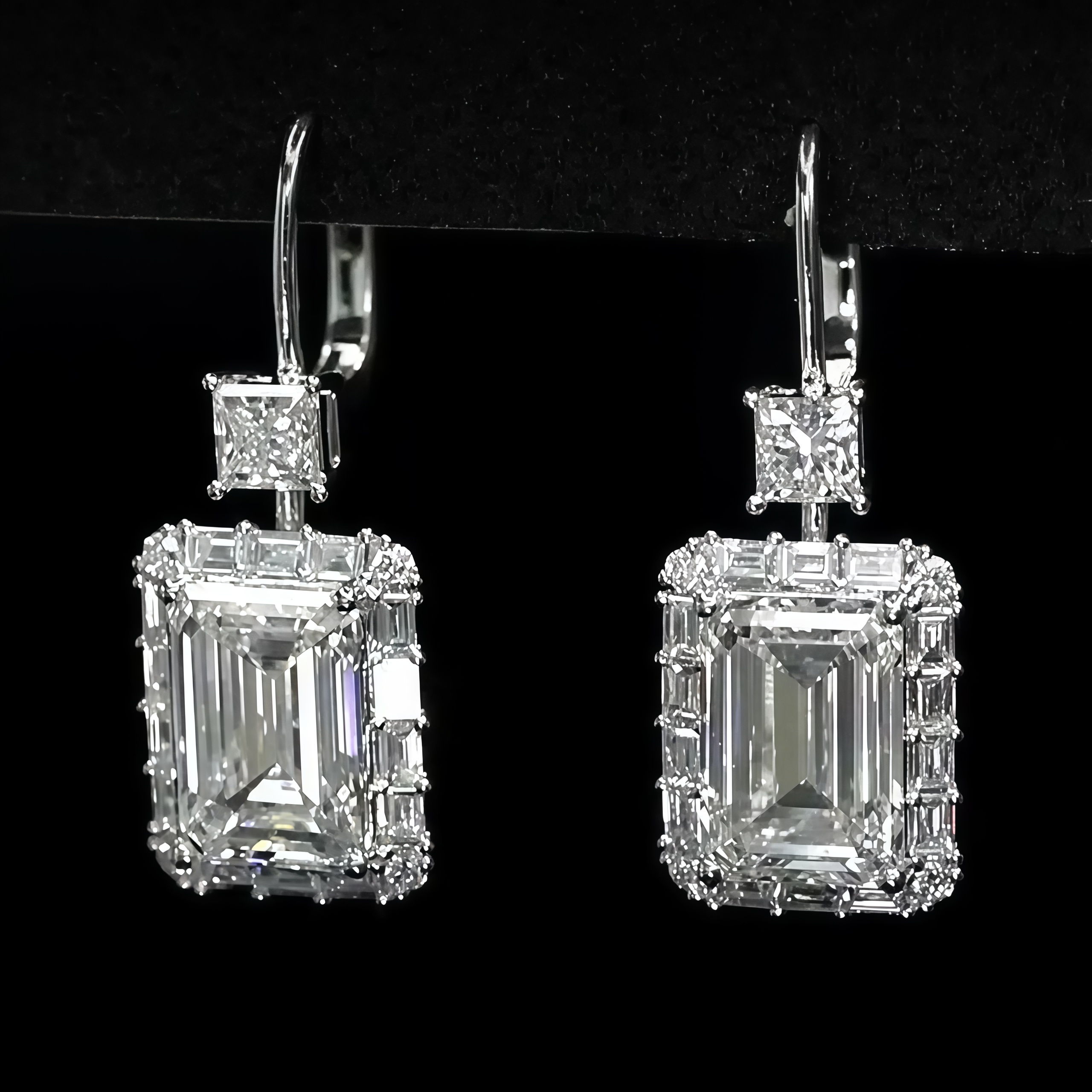 Emerald-Cut Lab Grown Diamond Drops Earrings