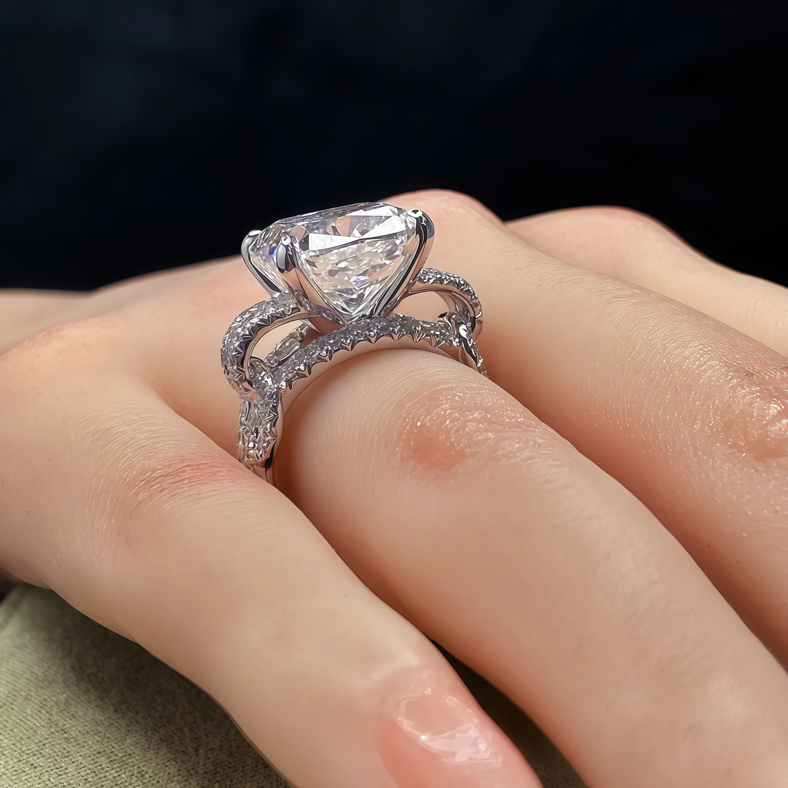 Luxurious 10 Carat Cushion Cut Lab Diamond Knot Ring