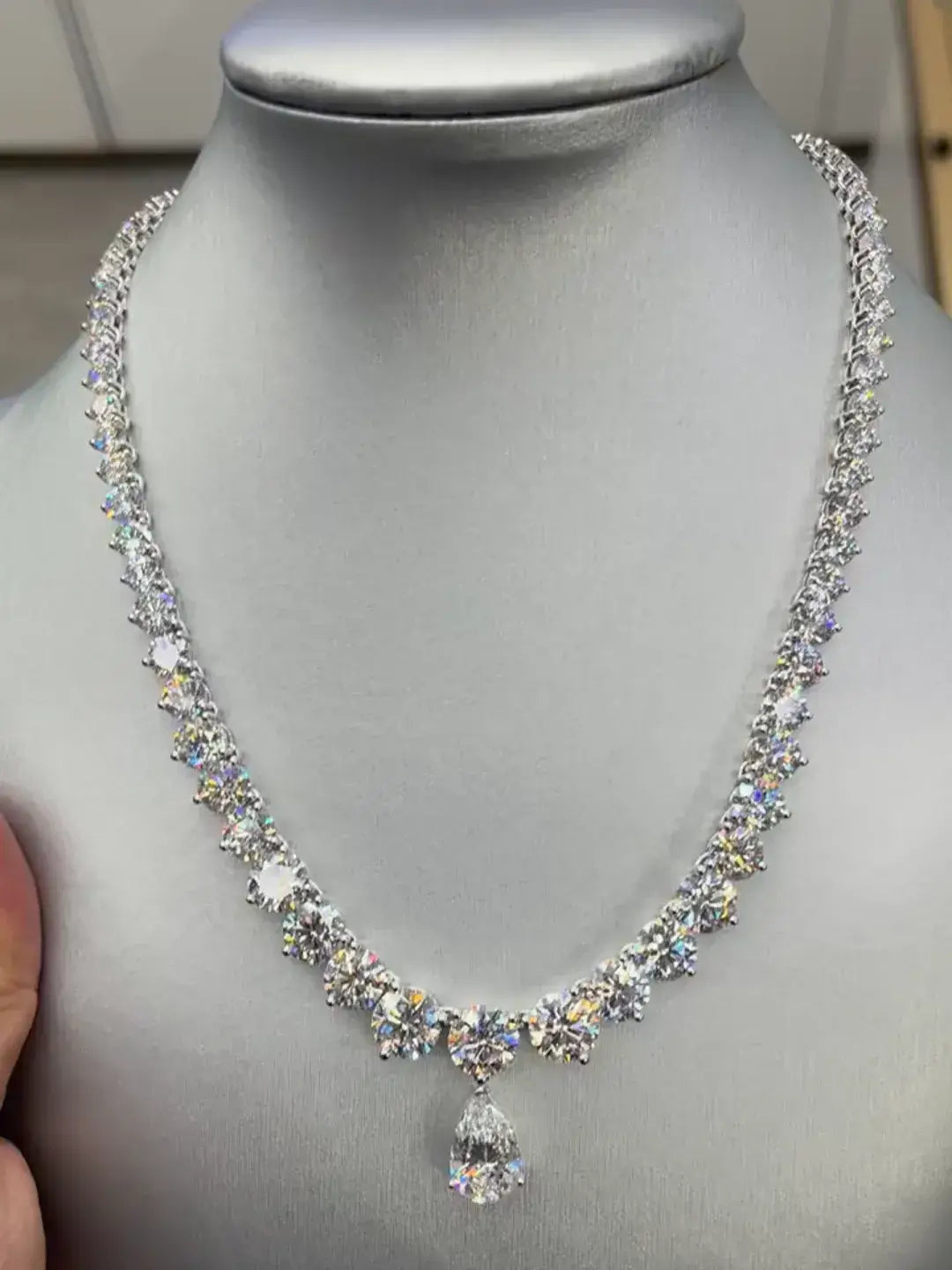 Luxury Tennis Necklace Lab Grown Diamond 18K White Gold