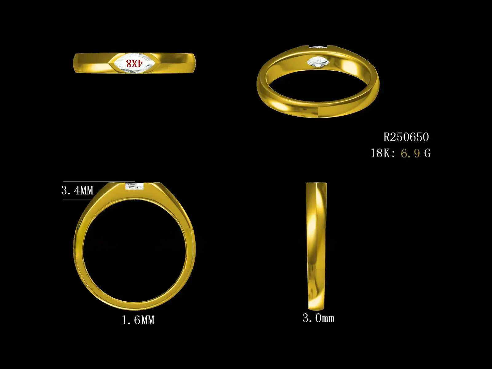 Marquise Cut Lab Diamond Ring Yellow Gold