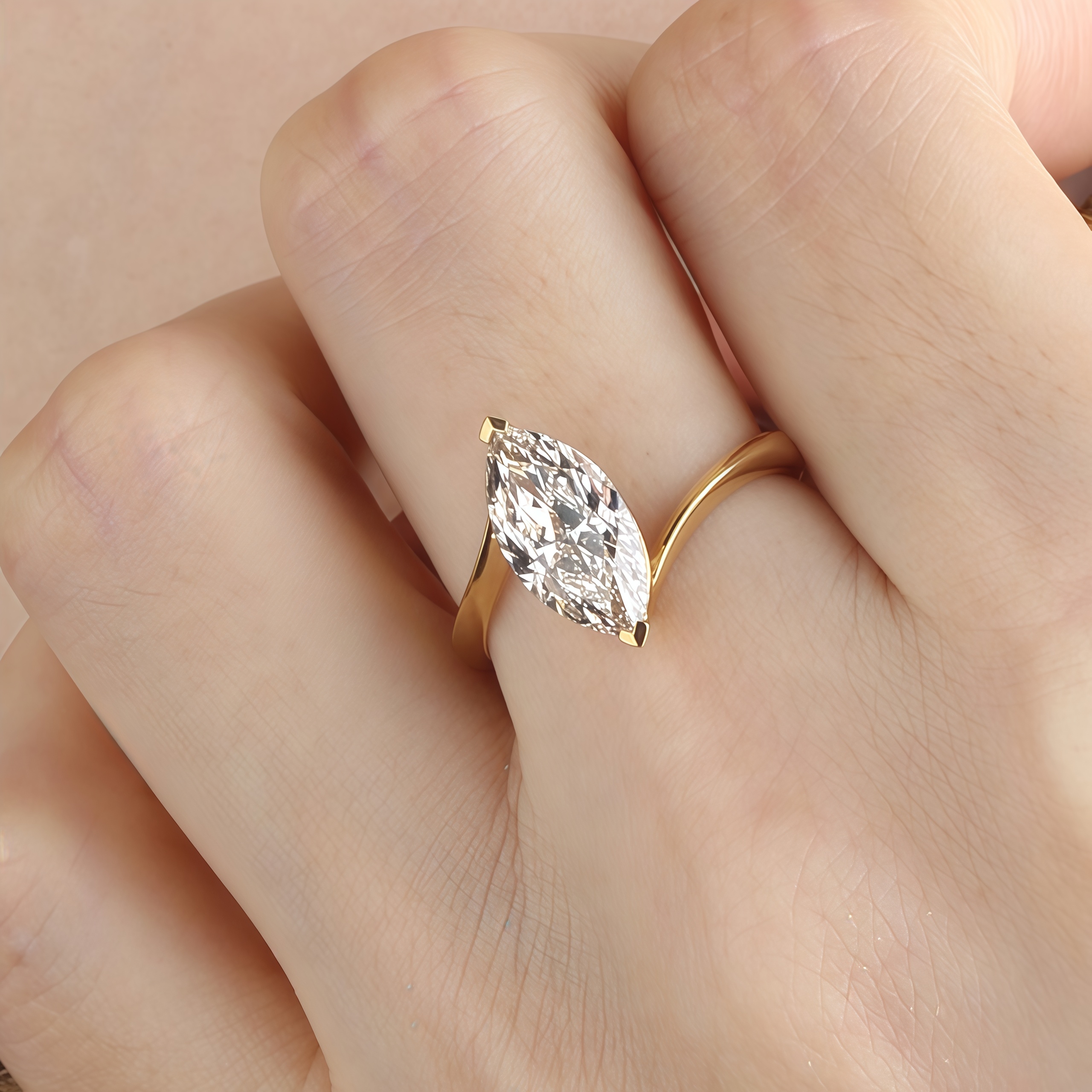 1.9 Carat Marquise Lab Diamond Ring 18K Gold