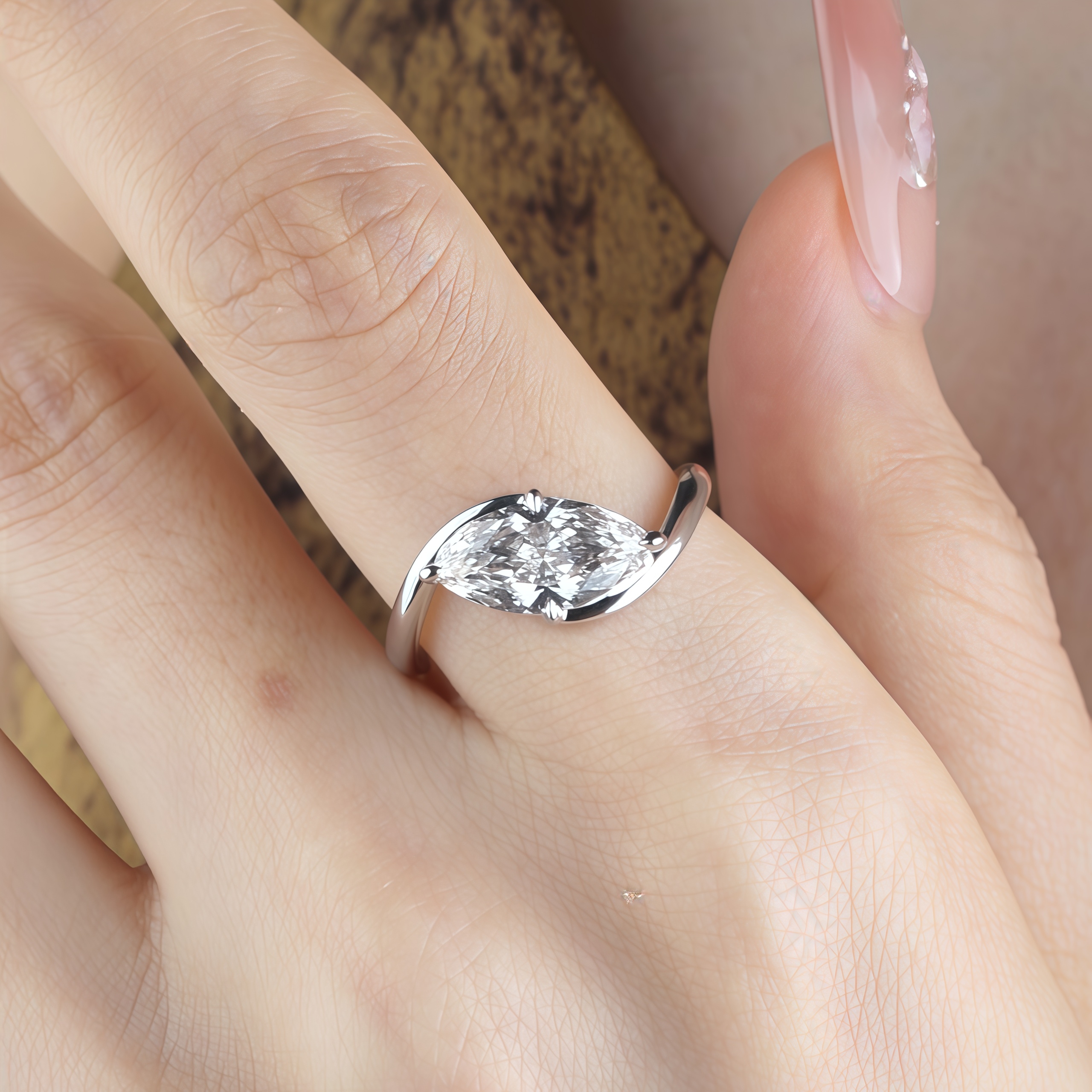 1.7 Carat Marquise Lab Diamond Ring 18K Gold