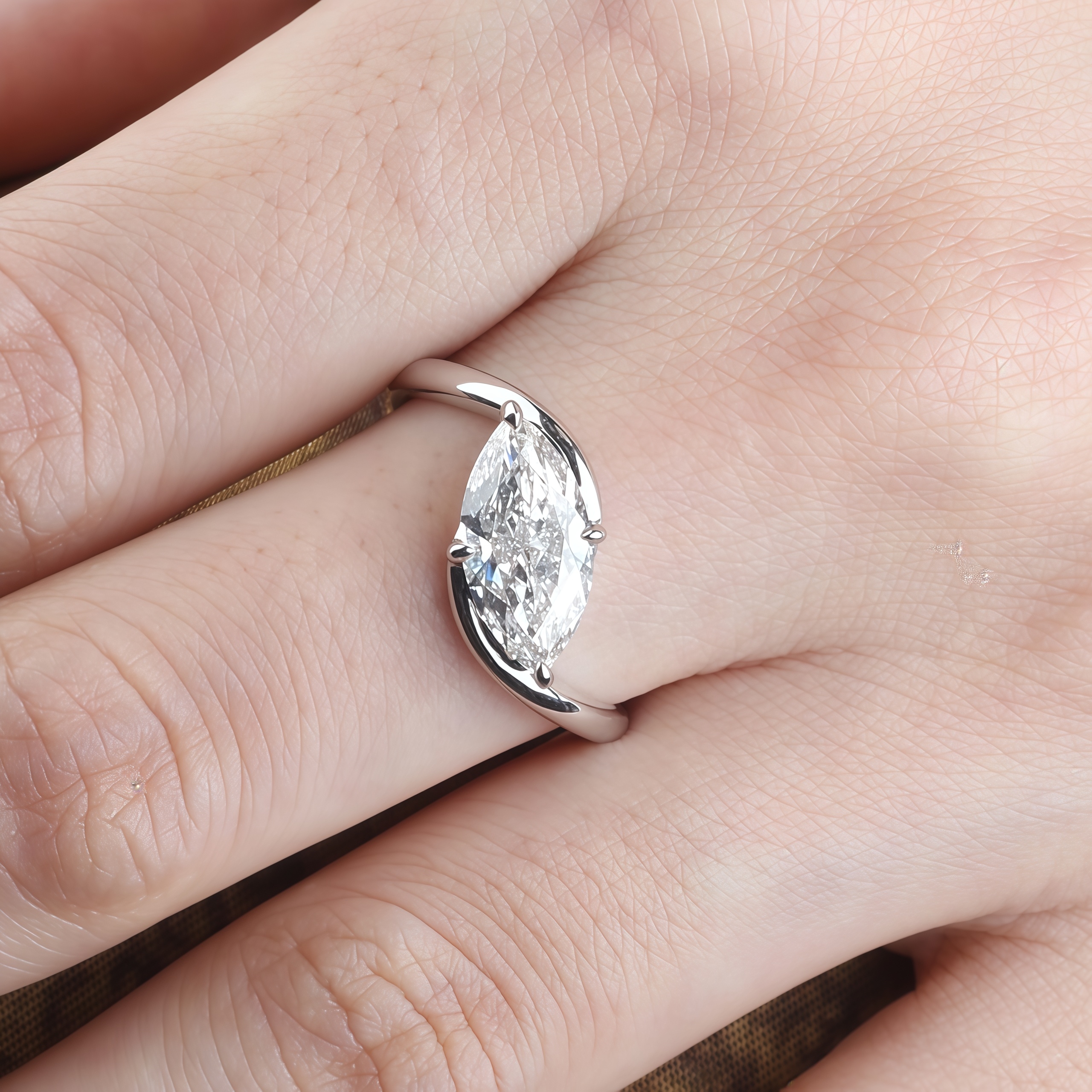 1.7 Carat Marquise Lab Diamond Ring 18K Gold