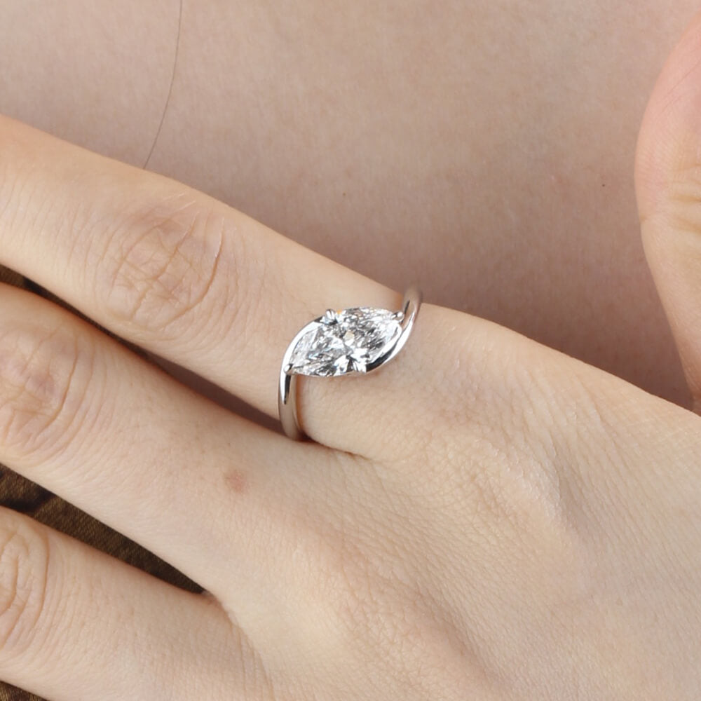1.7 Carat Marquise Lab Diamond Ring 18K Gold