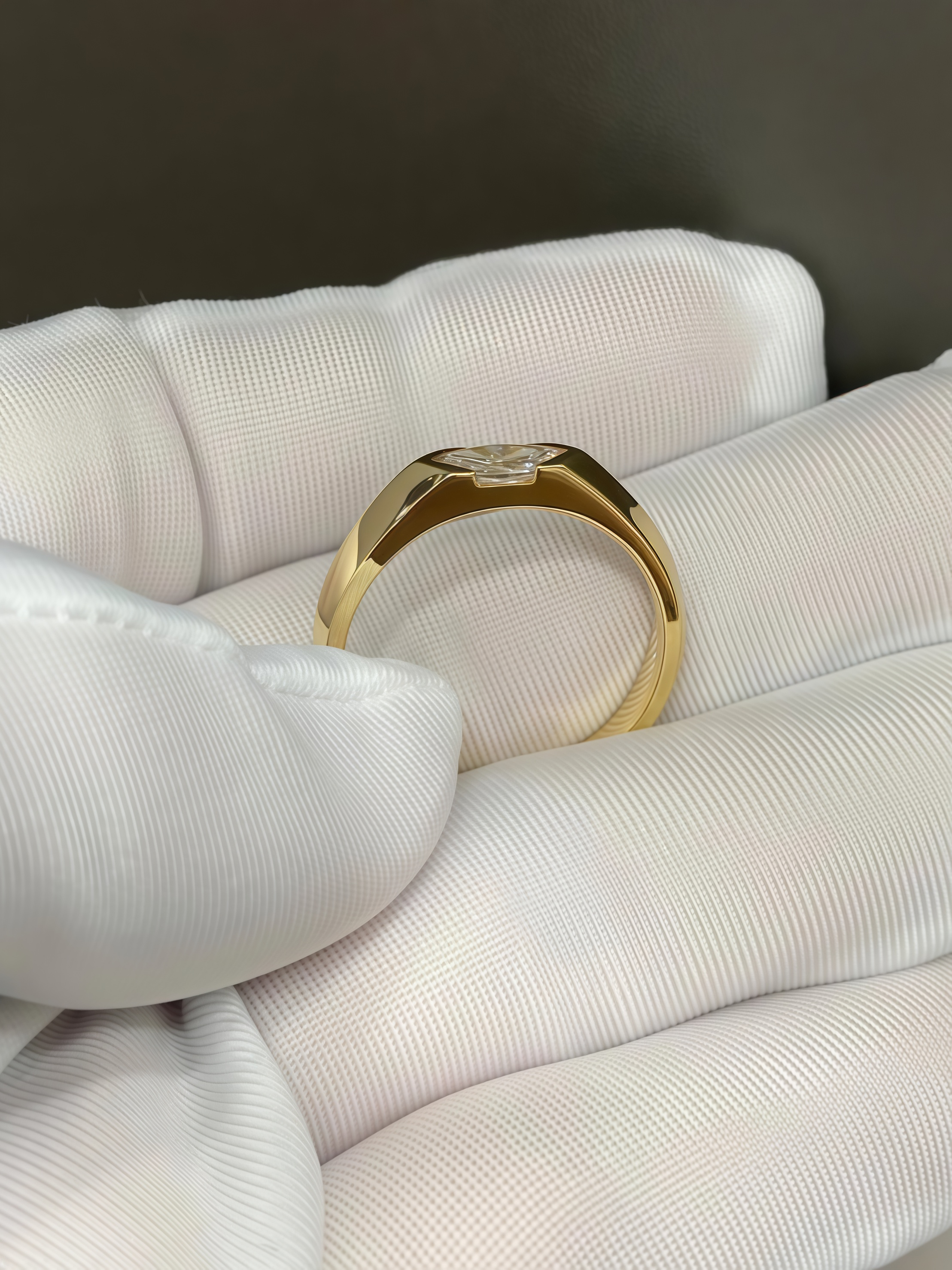Marquise Cut Lab Diamond Ring Yellow Gold
