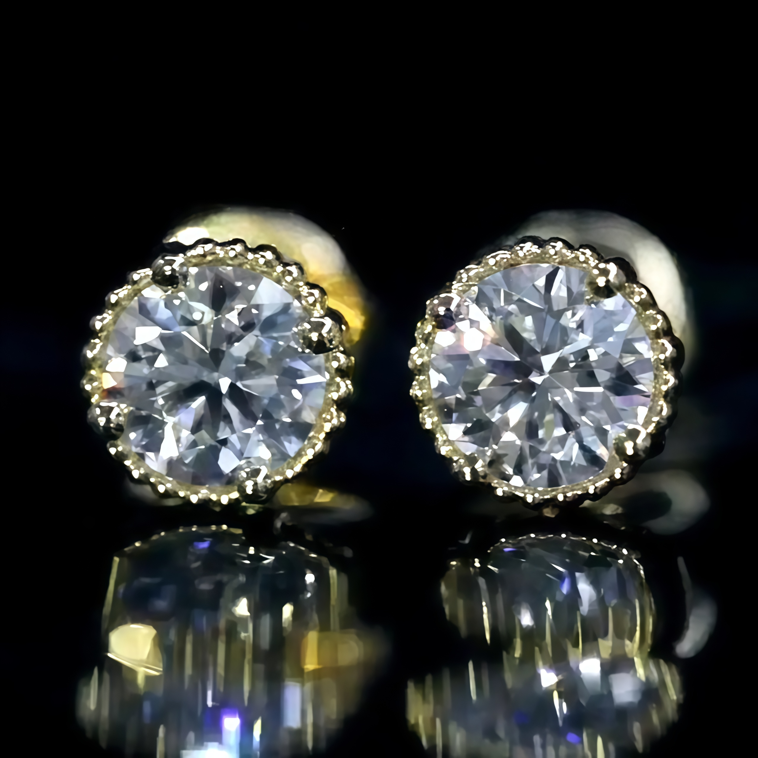 Milgrain Bezel Lab Grown Diamond Stud Earrings (0.60-3.00 Ct. Tw.)