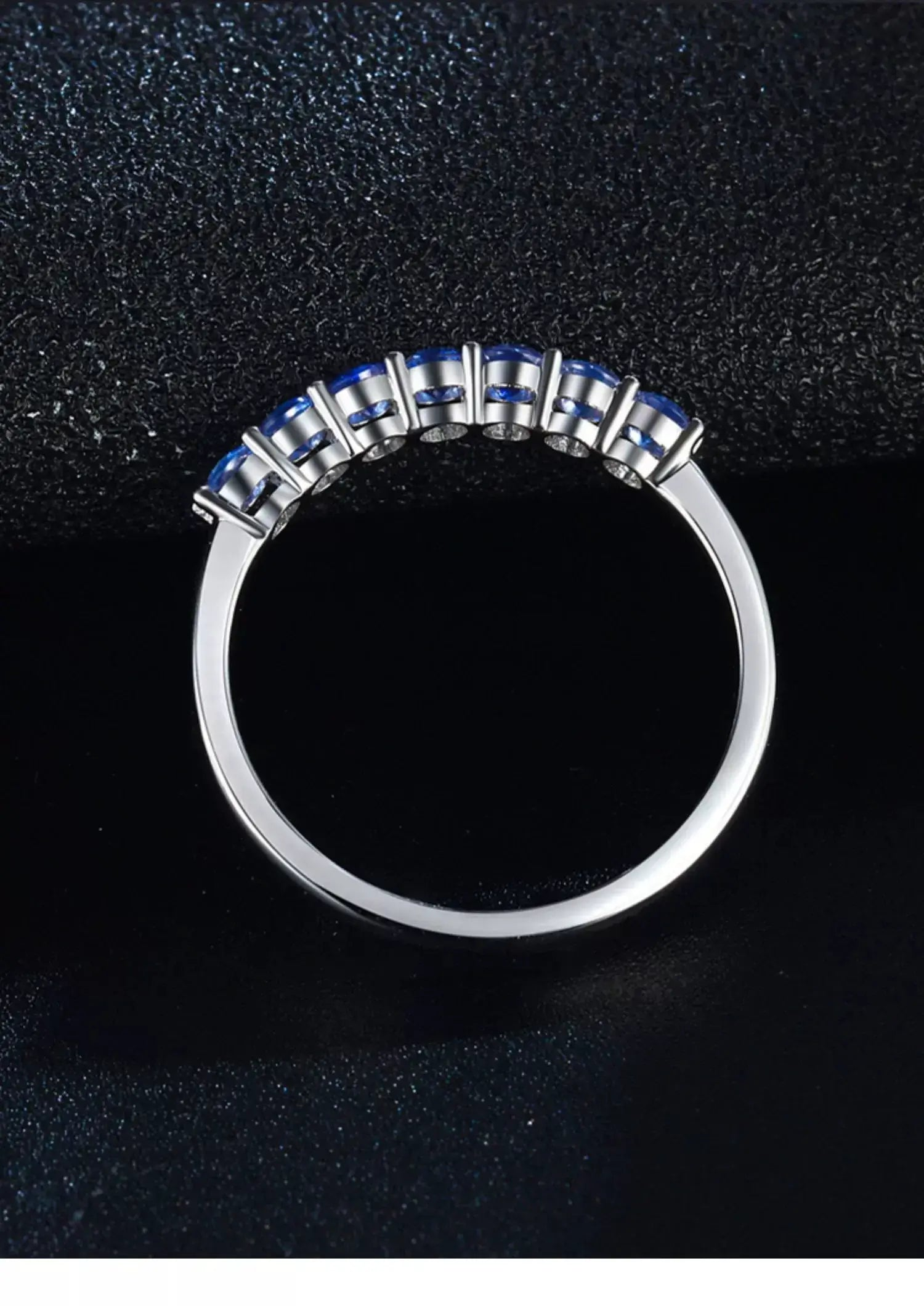 NOZBO 18K Gold 7-Stone Sapphire Band Ring