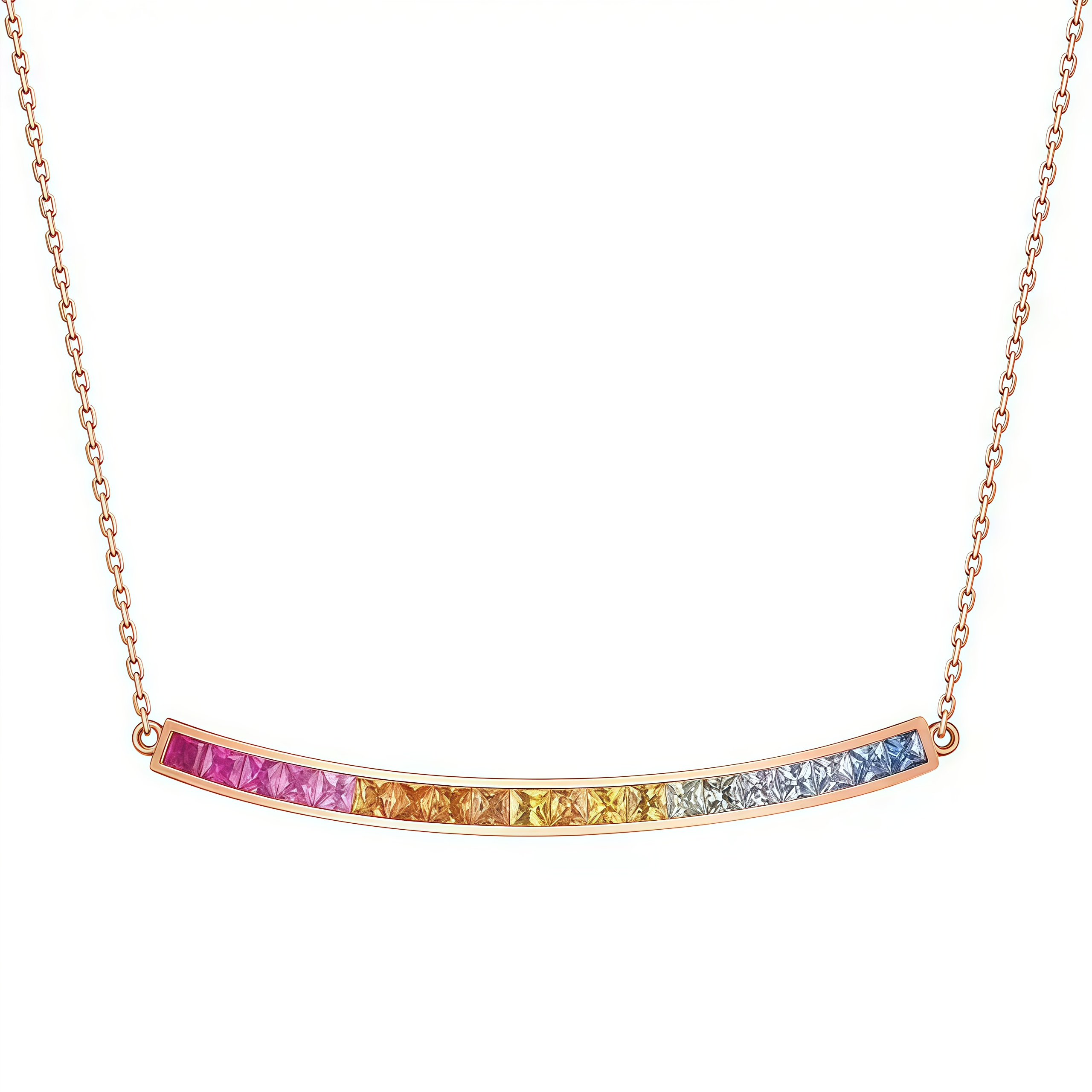 NOZBO 18K Gold Colored Sapphire Rainbow Smile Necklace