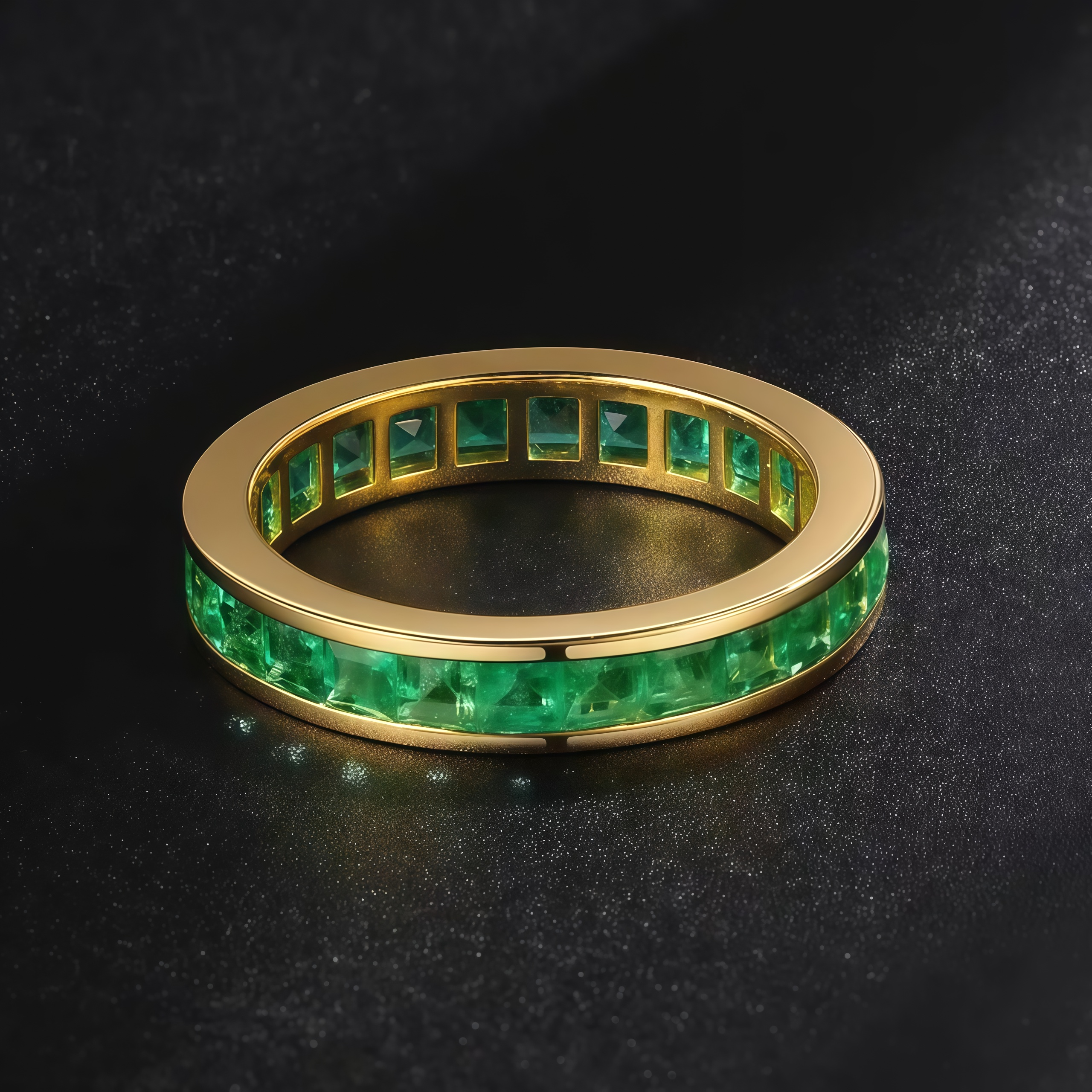 NOZBO Emerald-Cut Ring Band in 18K Yellow Gold