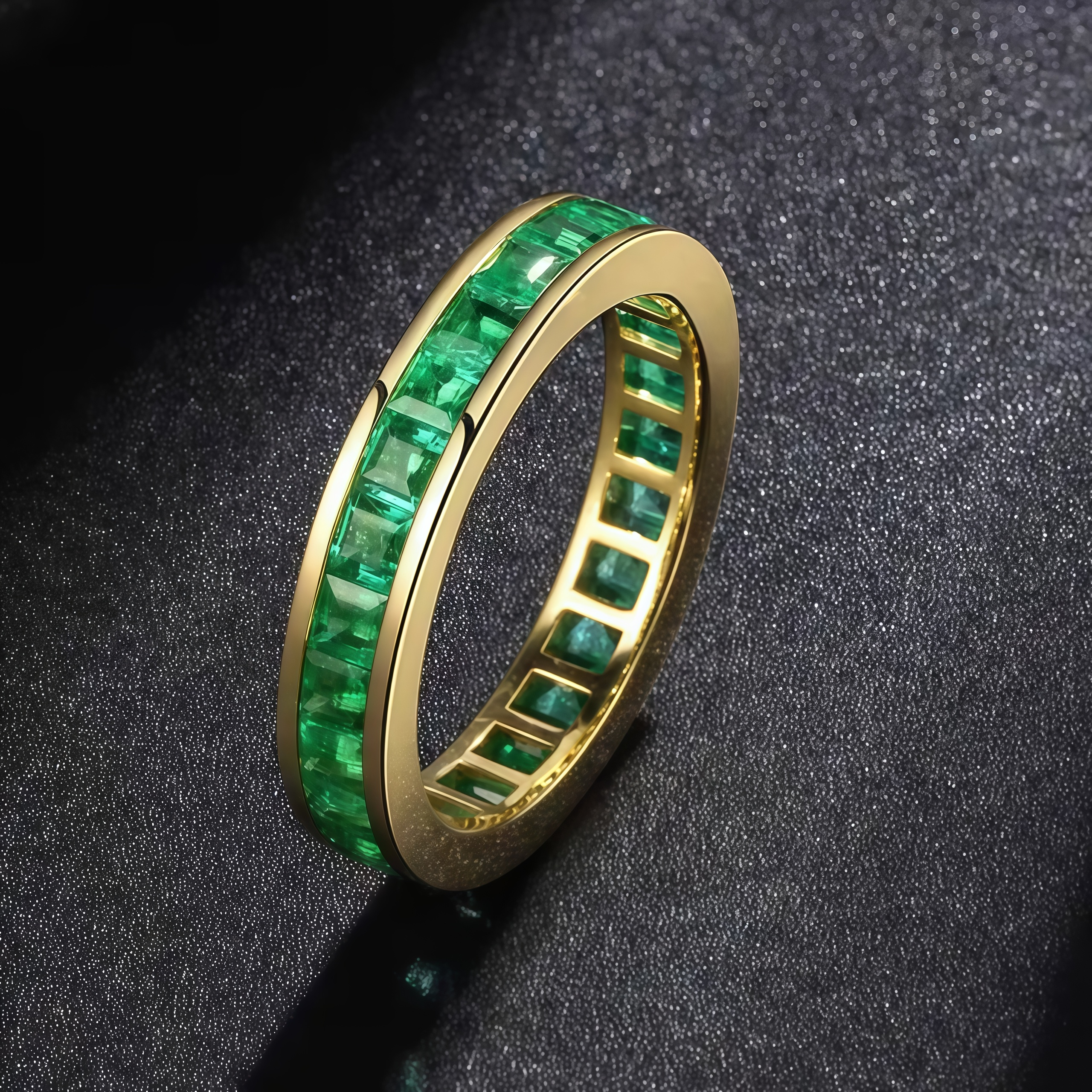 NOZBO Emerald-Cut Ring Band in 18K Yellow Gold