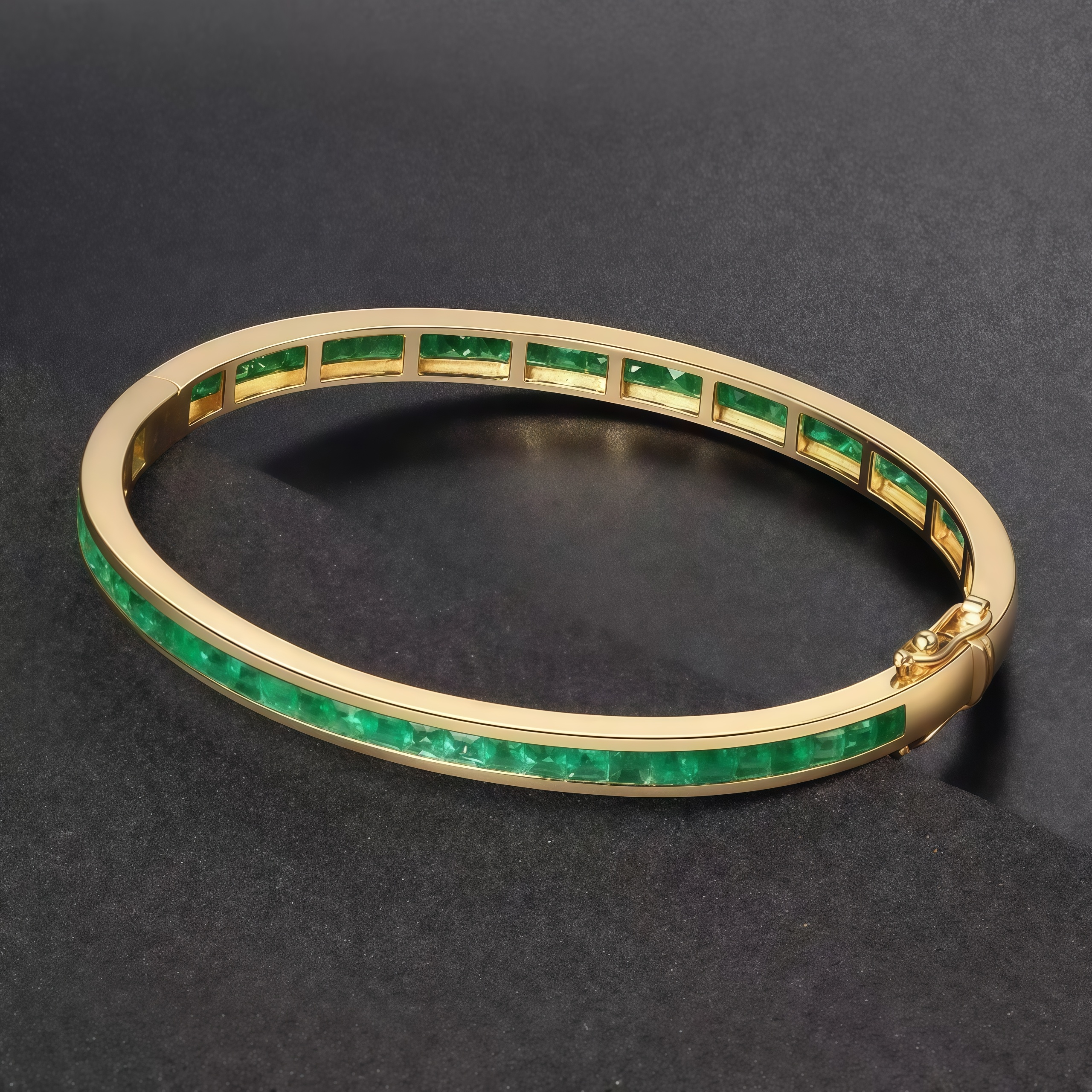 NOZBO Natural Emerald Bangle 18K Gold