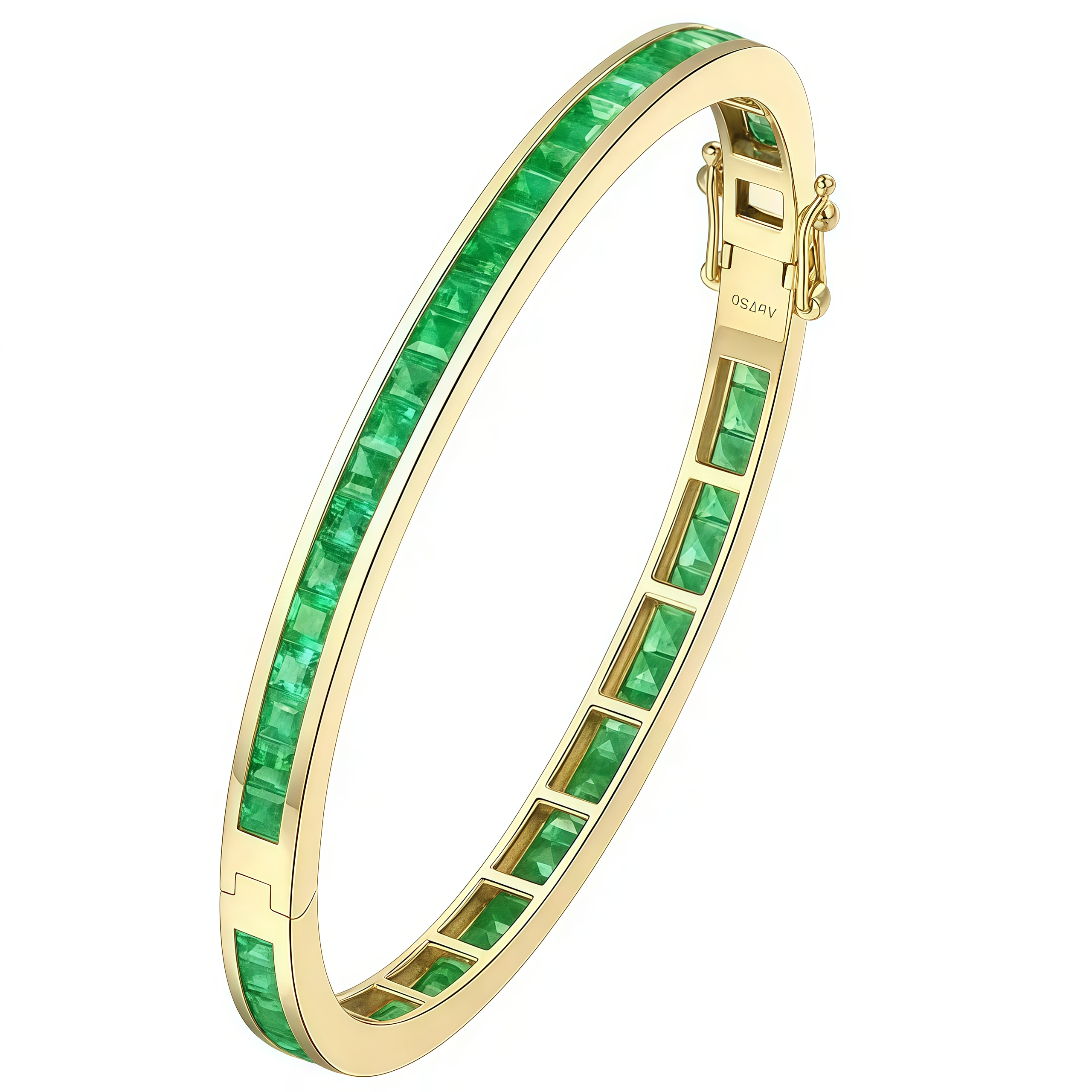 NOZBO Natural Emerald Bangle 18K Gold