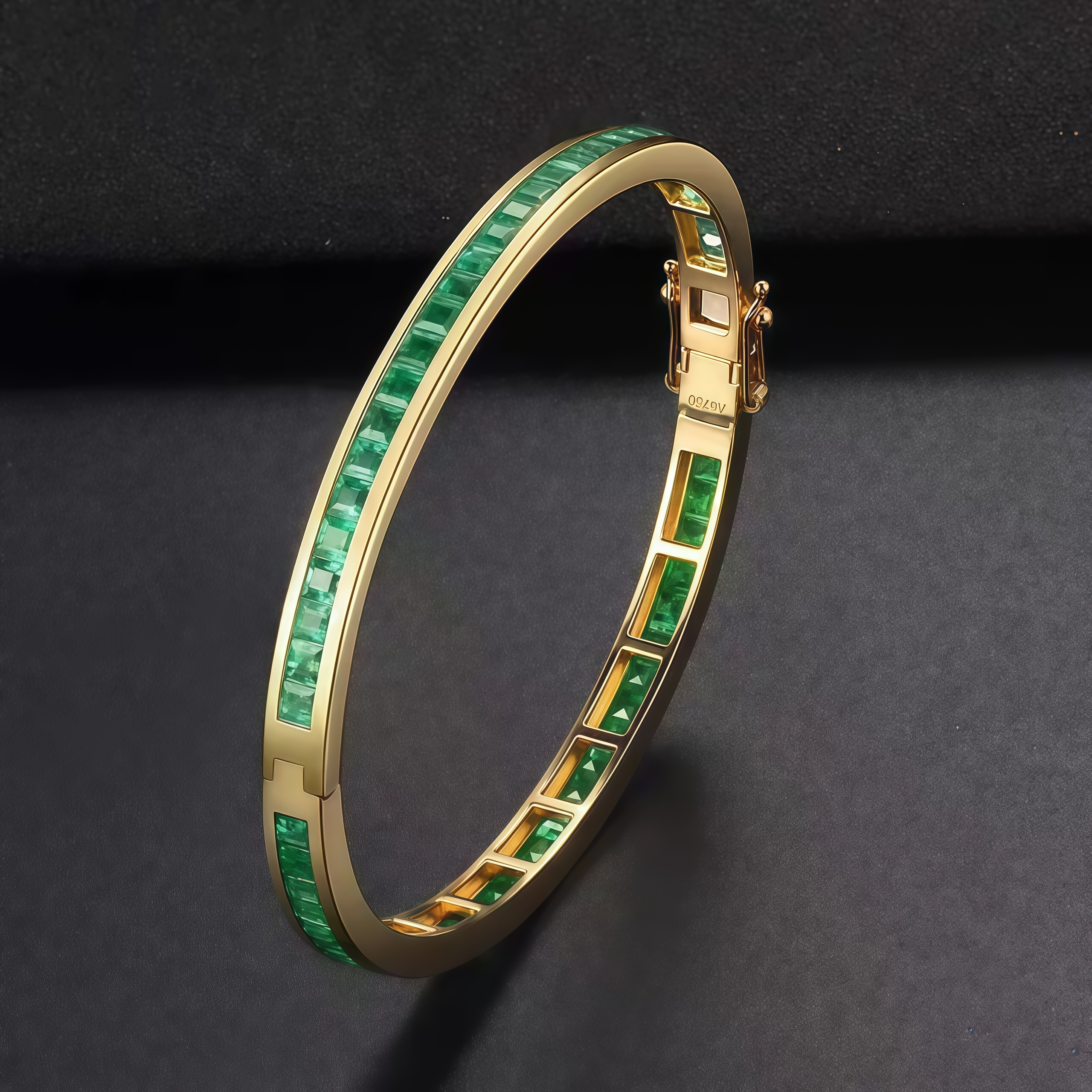 NOZBO Natural Emerald Bangle 18K Gold
