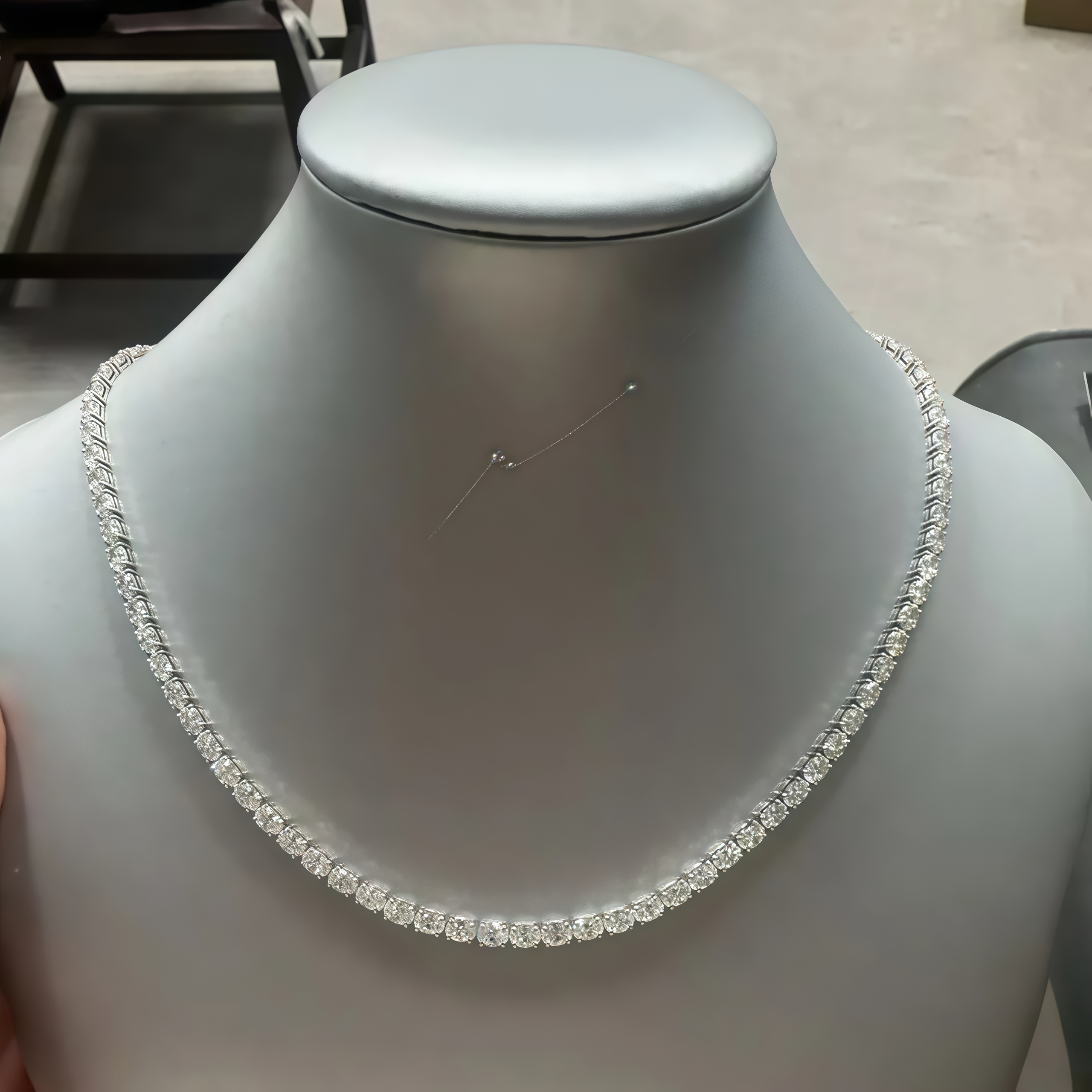 15 cttw Oval Lab Grown Diamond East West Tennis Necklace