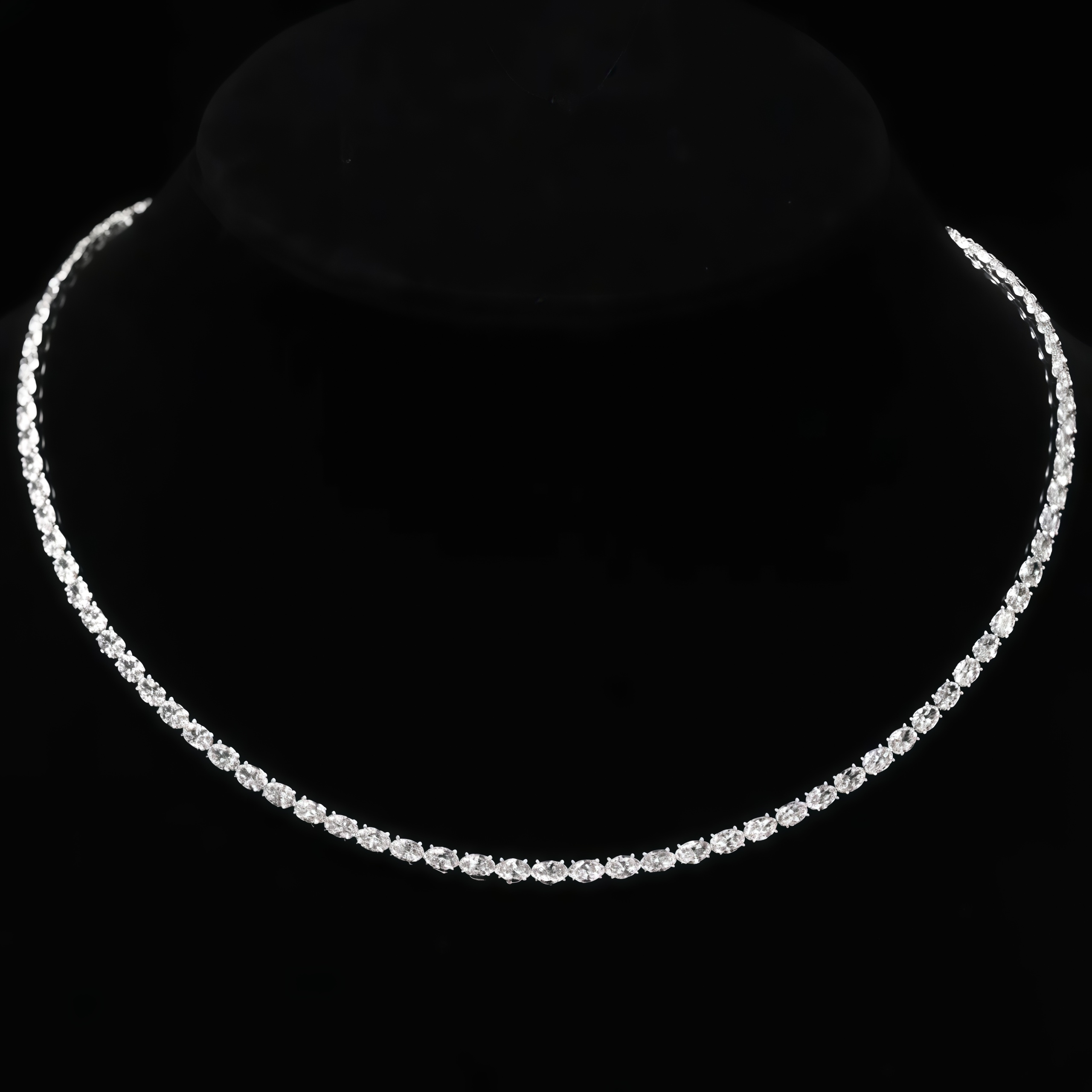 15 cttw Oval Lab Grown Diamond East West Tennis Necklace
