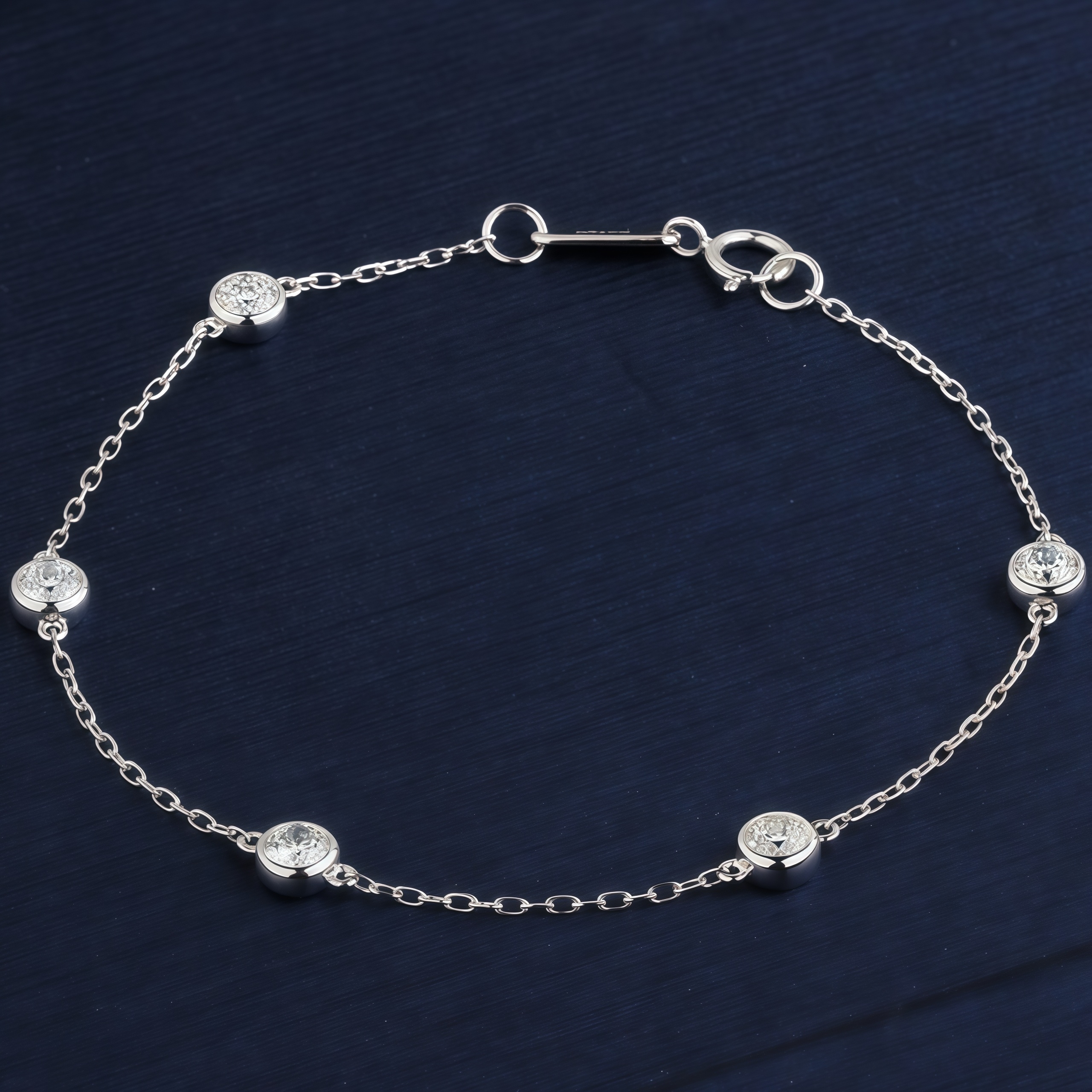 Five Bezel-Set Lab Diamonds Bracelet In 925 Sliver (3/4 Ct. Tw.)