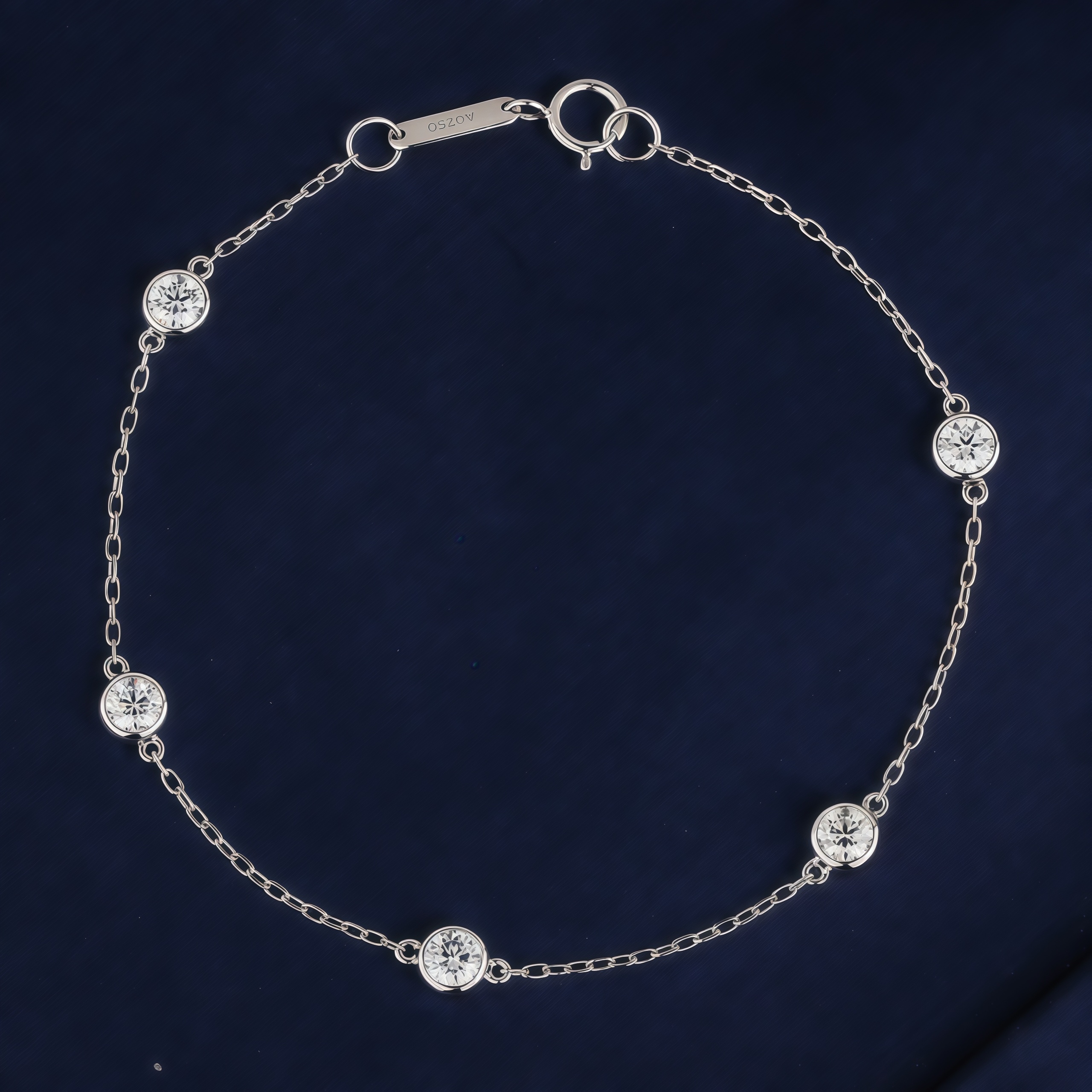Five Bezel-Set Lab Diamonds Bracelet In 925 Sliver (3/4 Ct. Tw.)