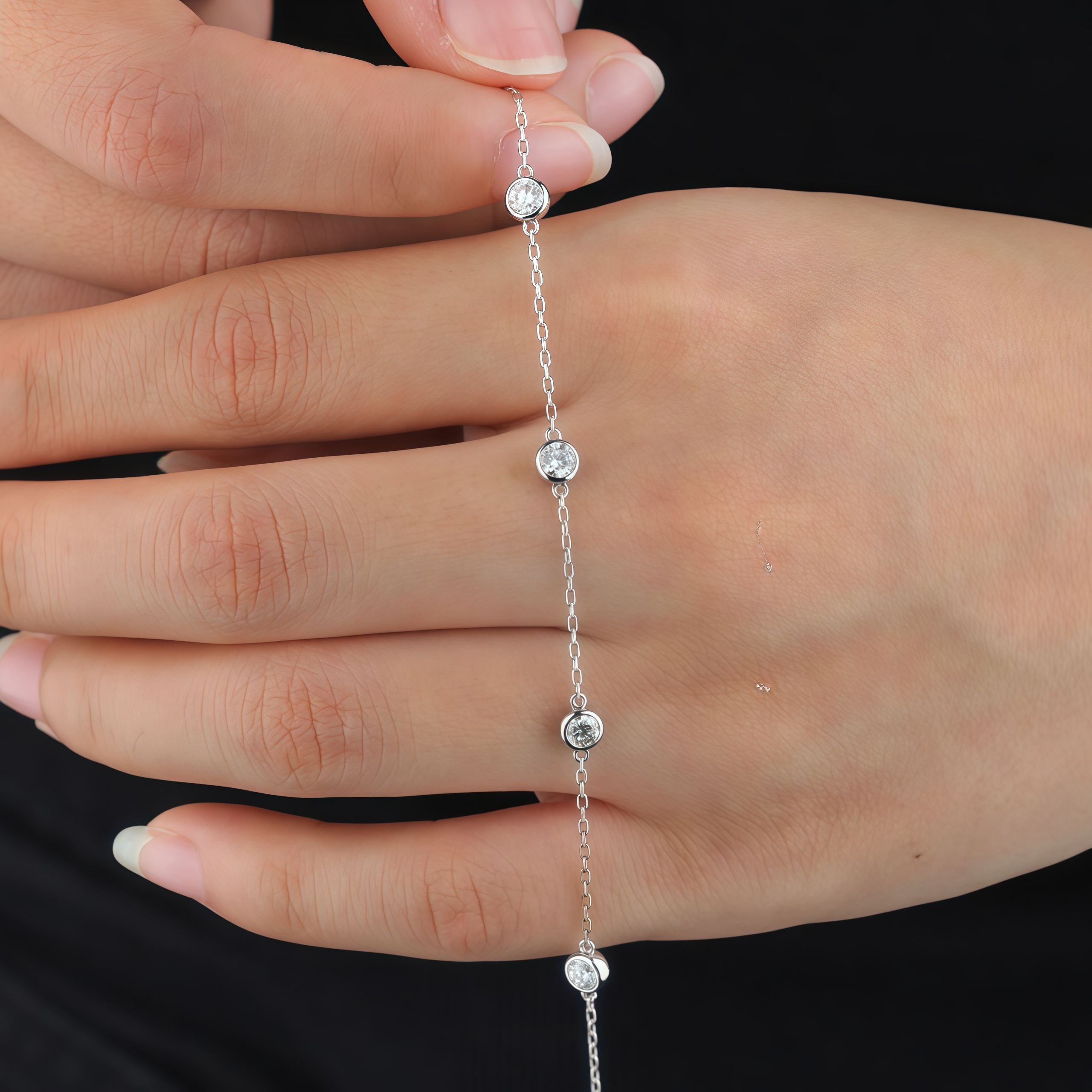 Five Bezel-Set Lab Diamonds Bracelet In 925 Sliver (3/4 Ct. Tw.)