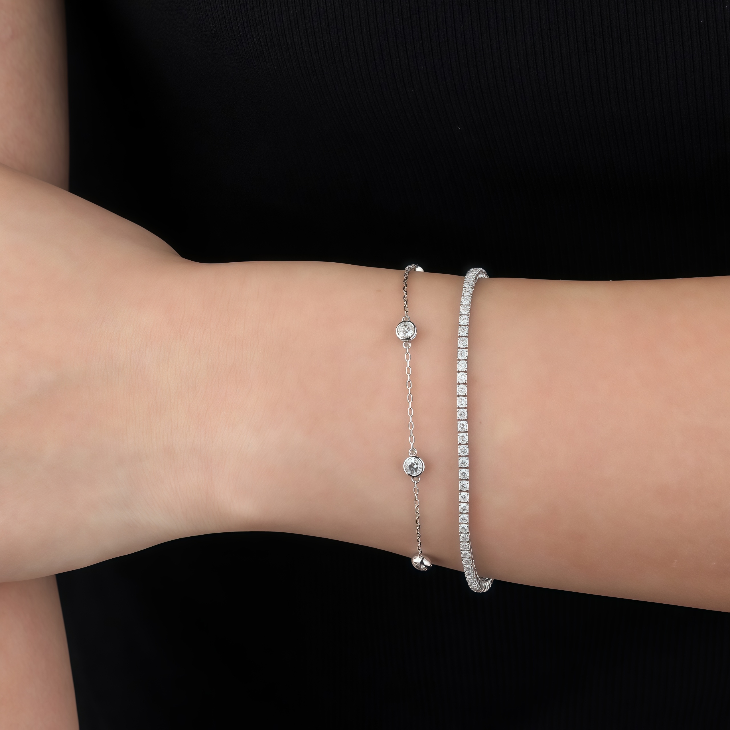 Five Bezel-Set Lab Diamonds Bracelet In 925 Sliver (3/4 Ct. Tw.)