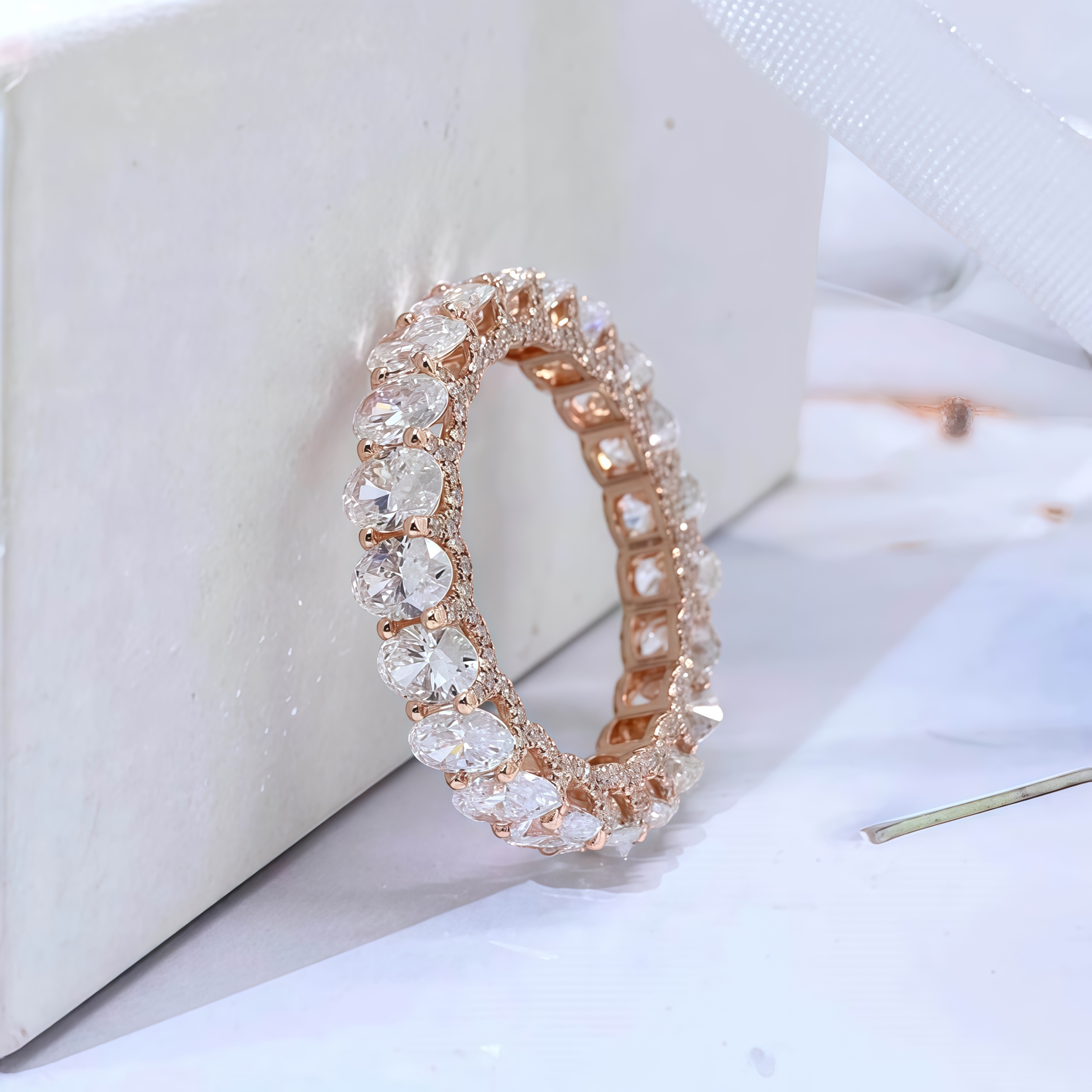 4 CTW 21 Stones Oval Lab-Grown Diamond Band Ring