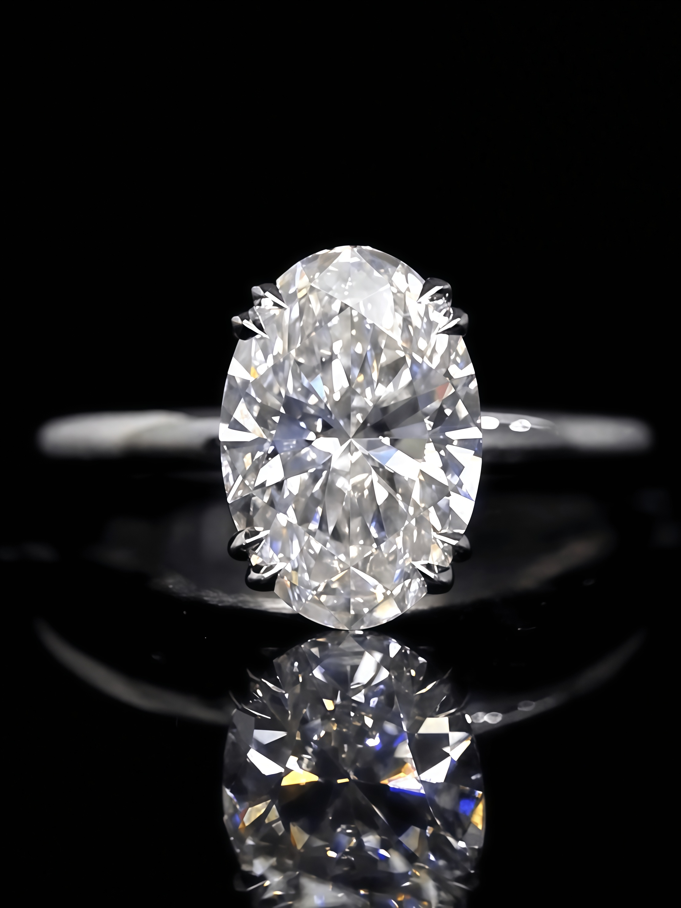 3 Carat Oval Cut Lab Grown Diamond Solitaire Ring 18K Gold