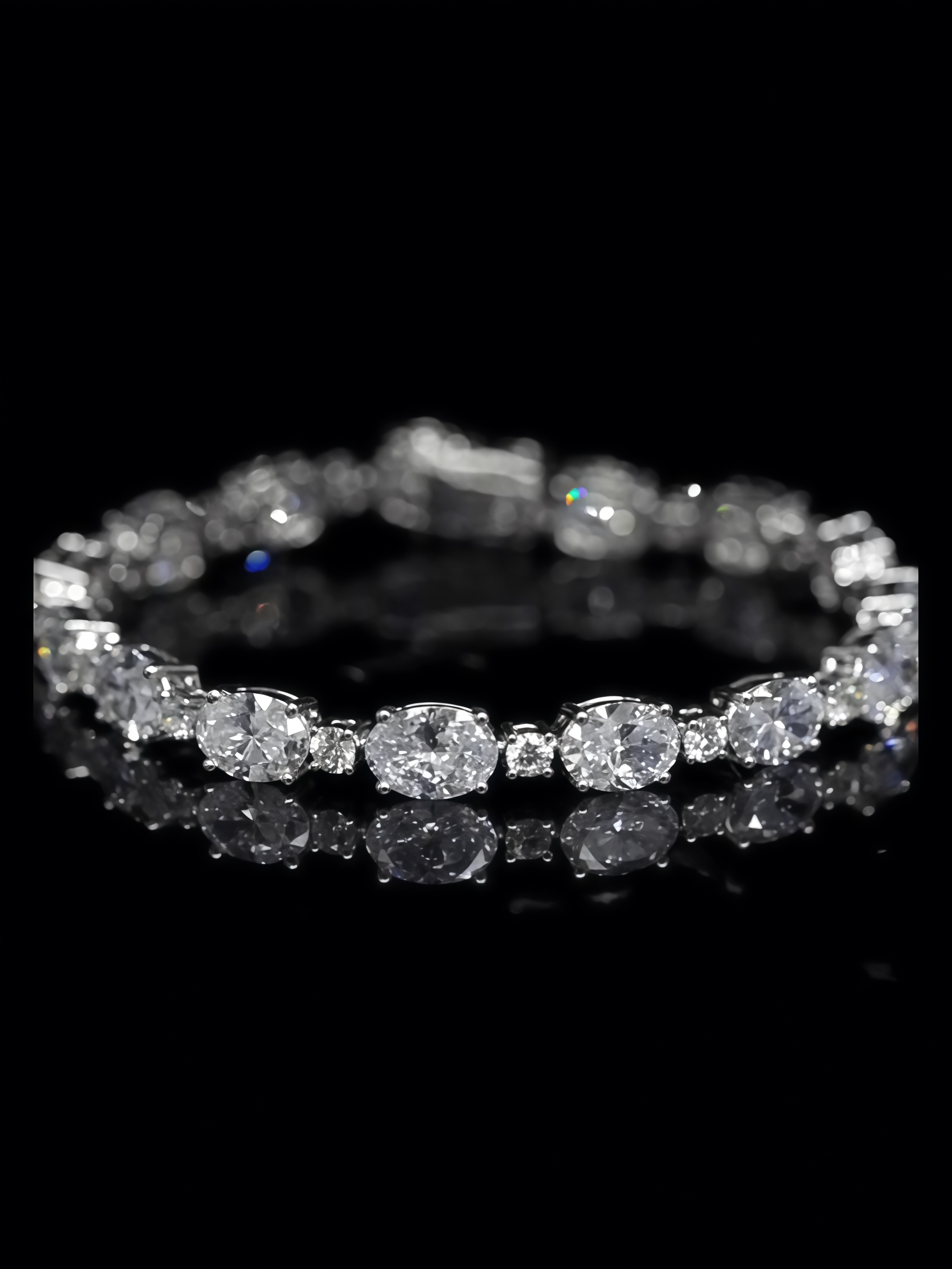 Each 0.5-carat 0.3-carat Oval and Round Lab Grown Diamond Tennis Bracelet