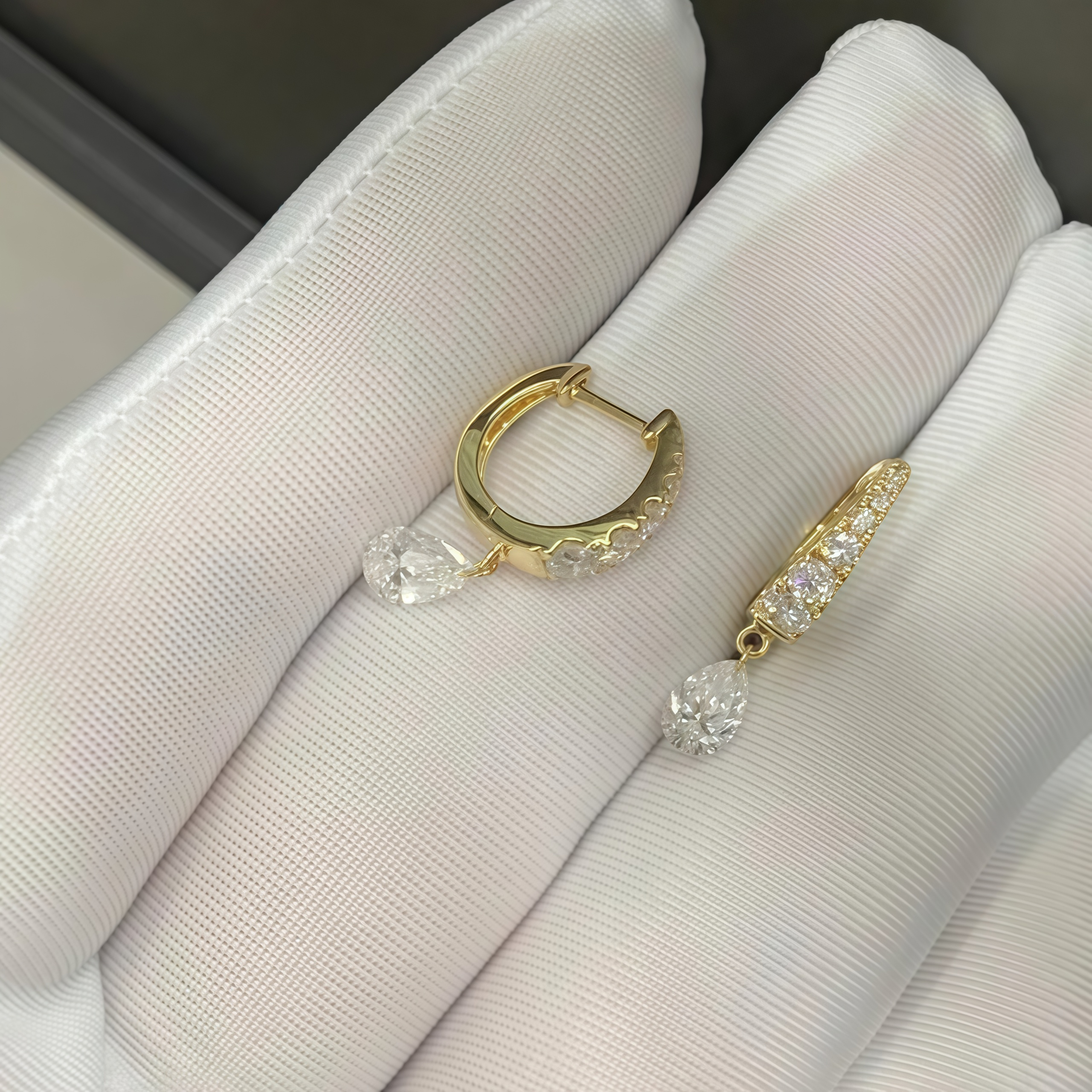 Pear Cut Lab Diamond Hoop Earrings