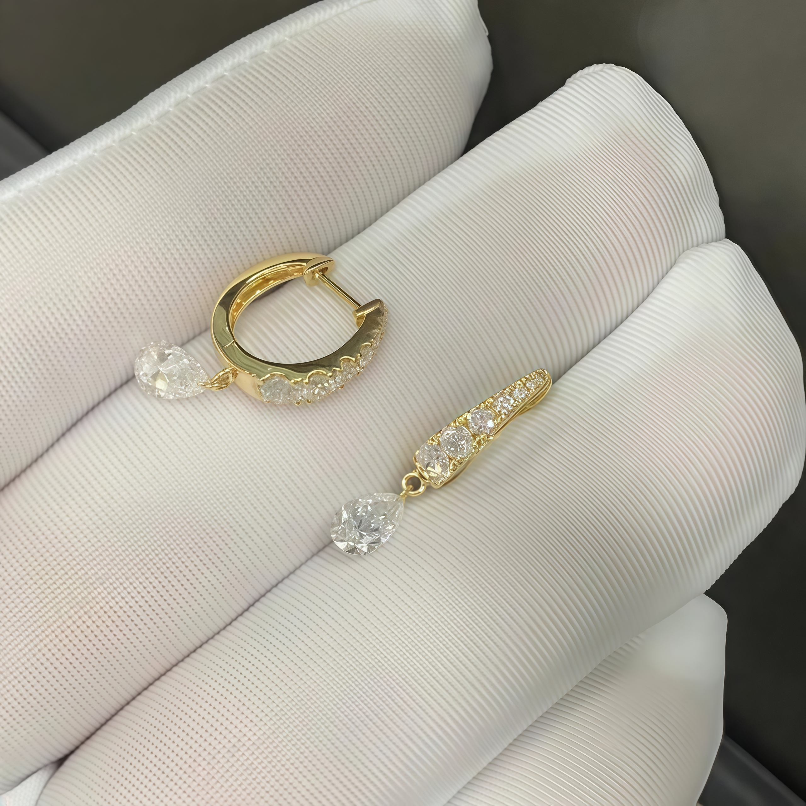 Pear Cut Lab Diamond Hoop Earrings