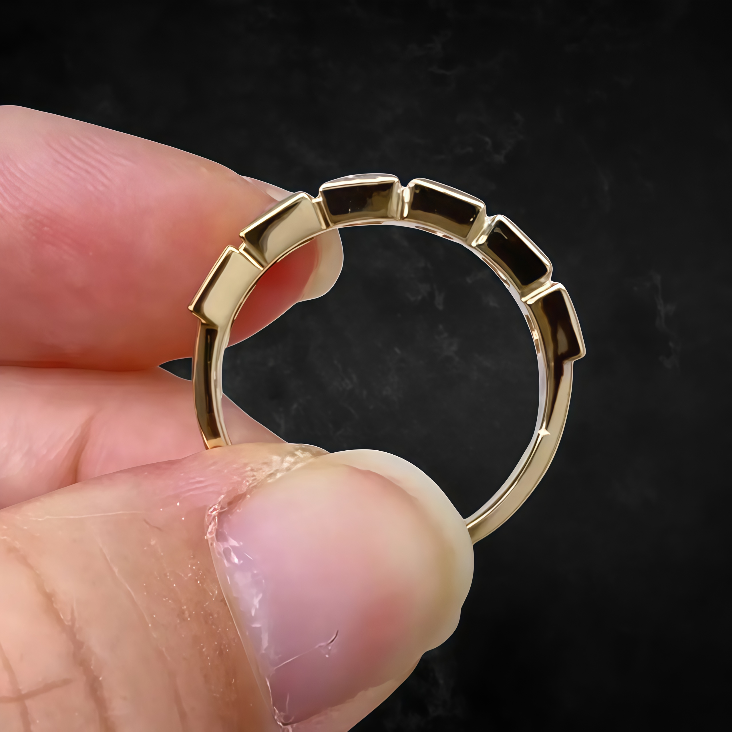 Princes Cut Lab Diamond Six Stone Wedding Stackable Band