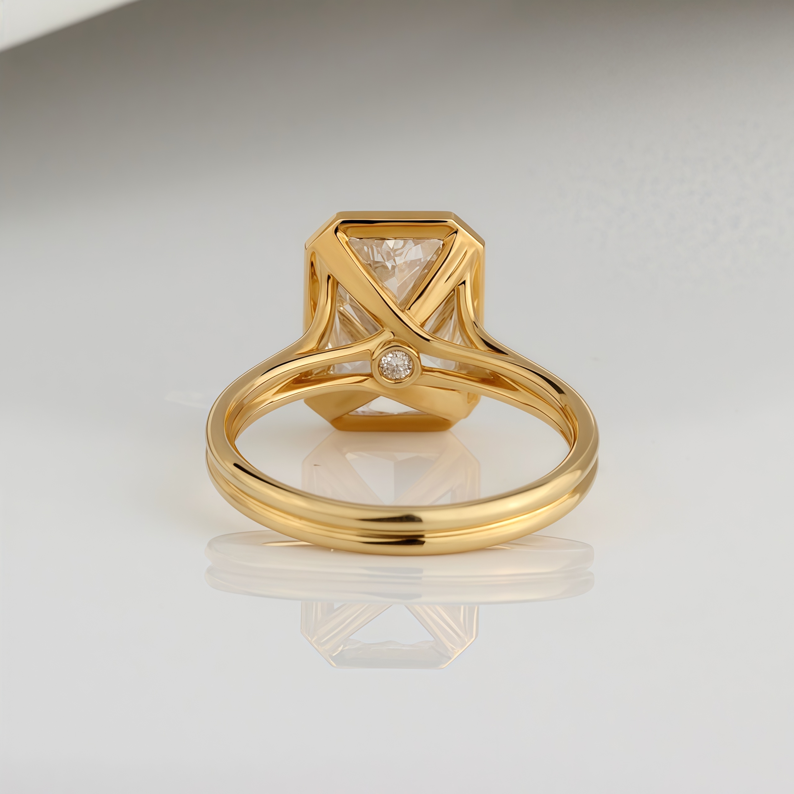 4 Carat Lab Diamond Radiant Bezel Ring 14K Gold