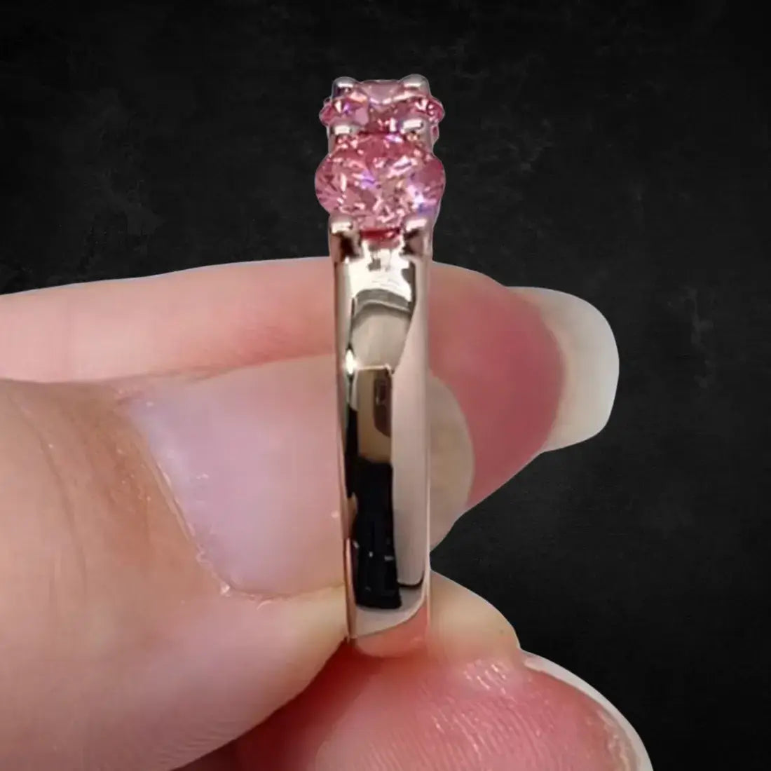 Round Cut Pink Lab Diamond Five Stone Ring
